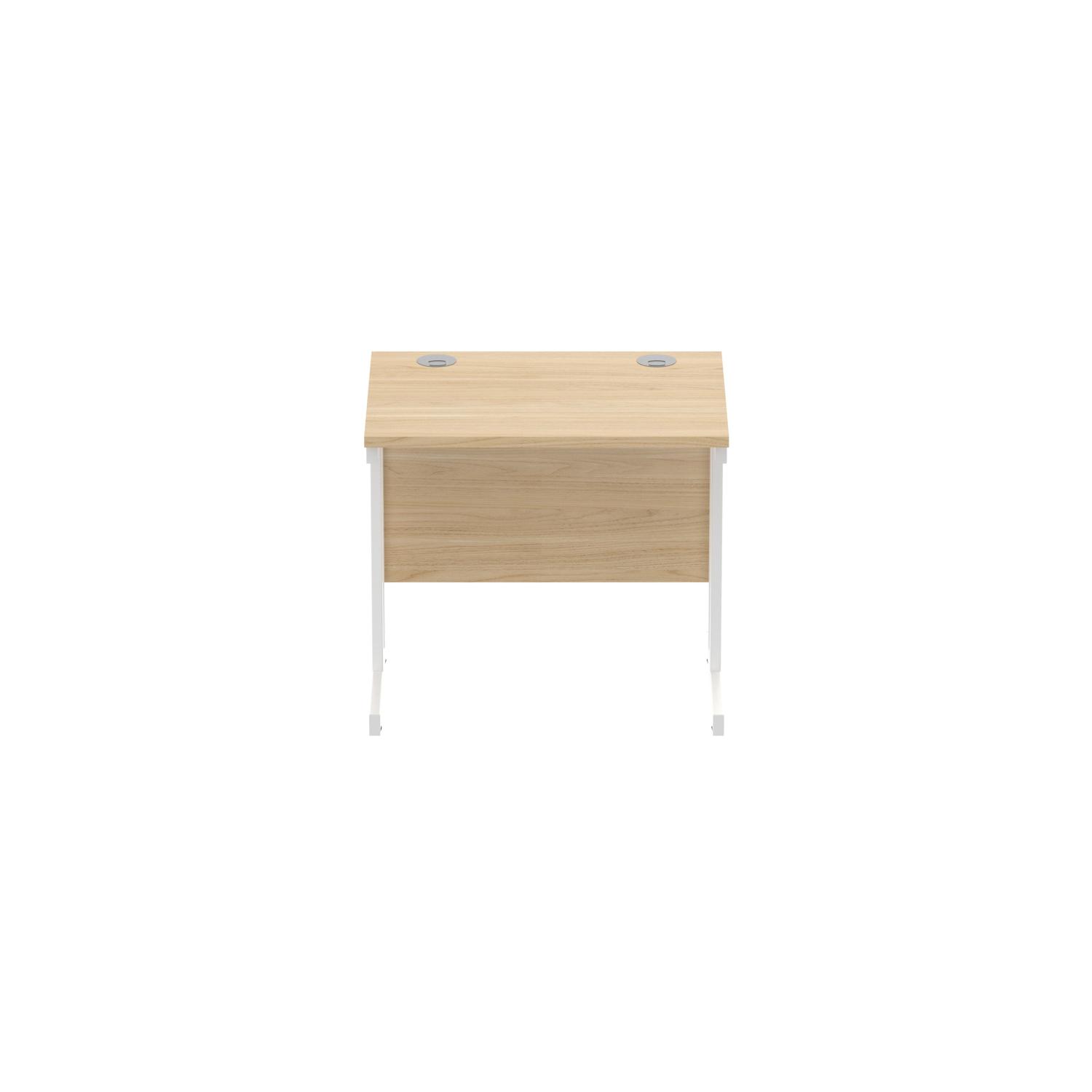 Office Rectangular Desk with Steel Double Upright Cantilever Frame  800X600 Canadian Oak/White