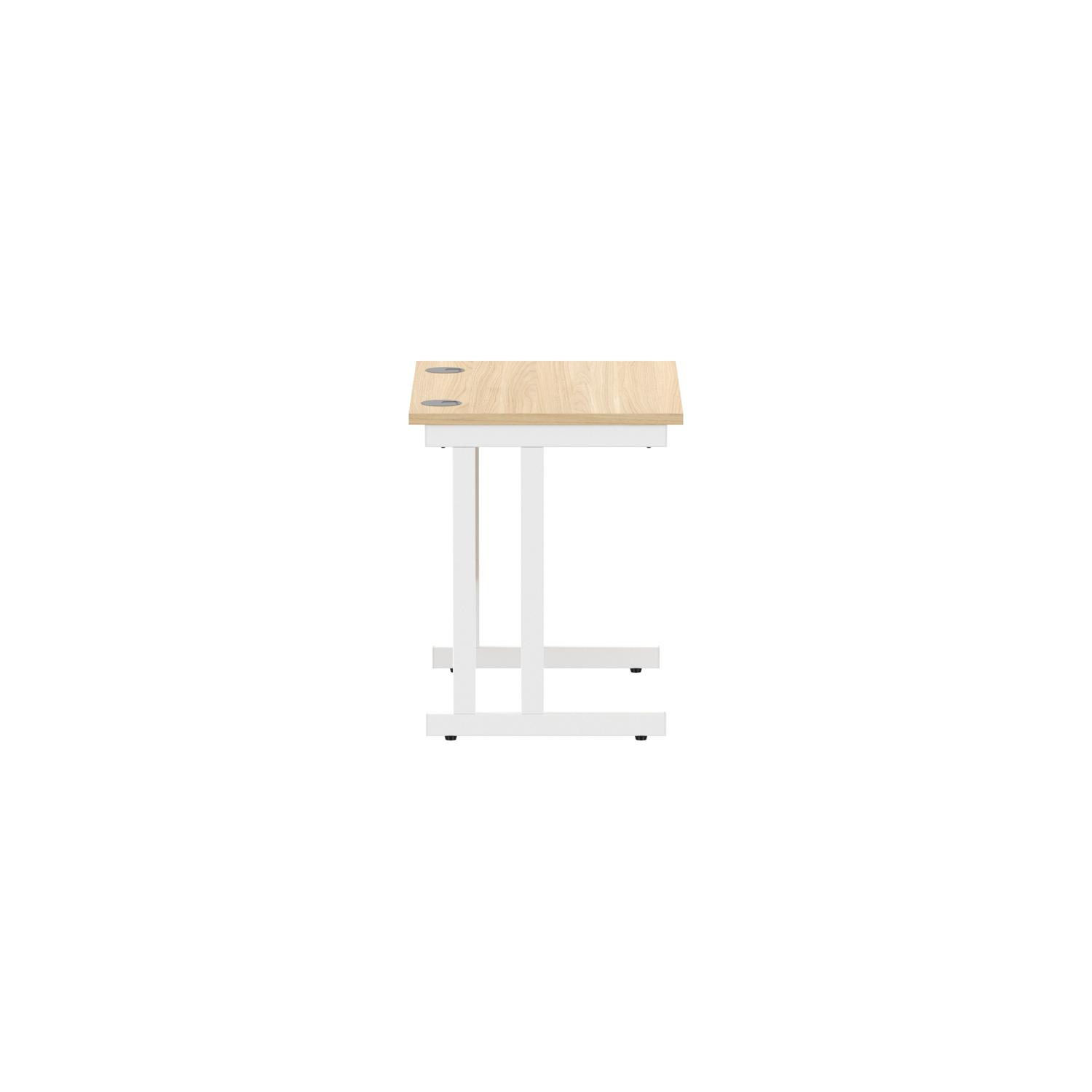 Office Rectangular Desk with Steel Double Upright Cantilever Frame  800X600 Canadian Oak/White