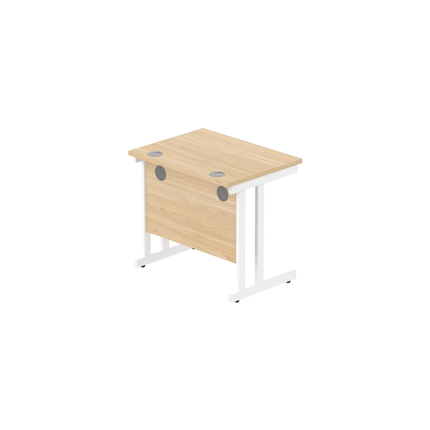 Office Rectangular Desk with Steel Double Upright Cantilever Frame  800X600 Canadian Oak/White