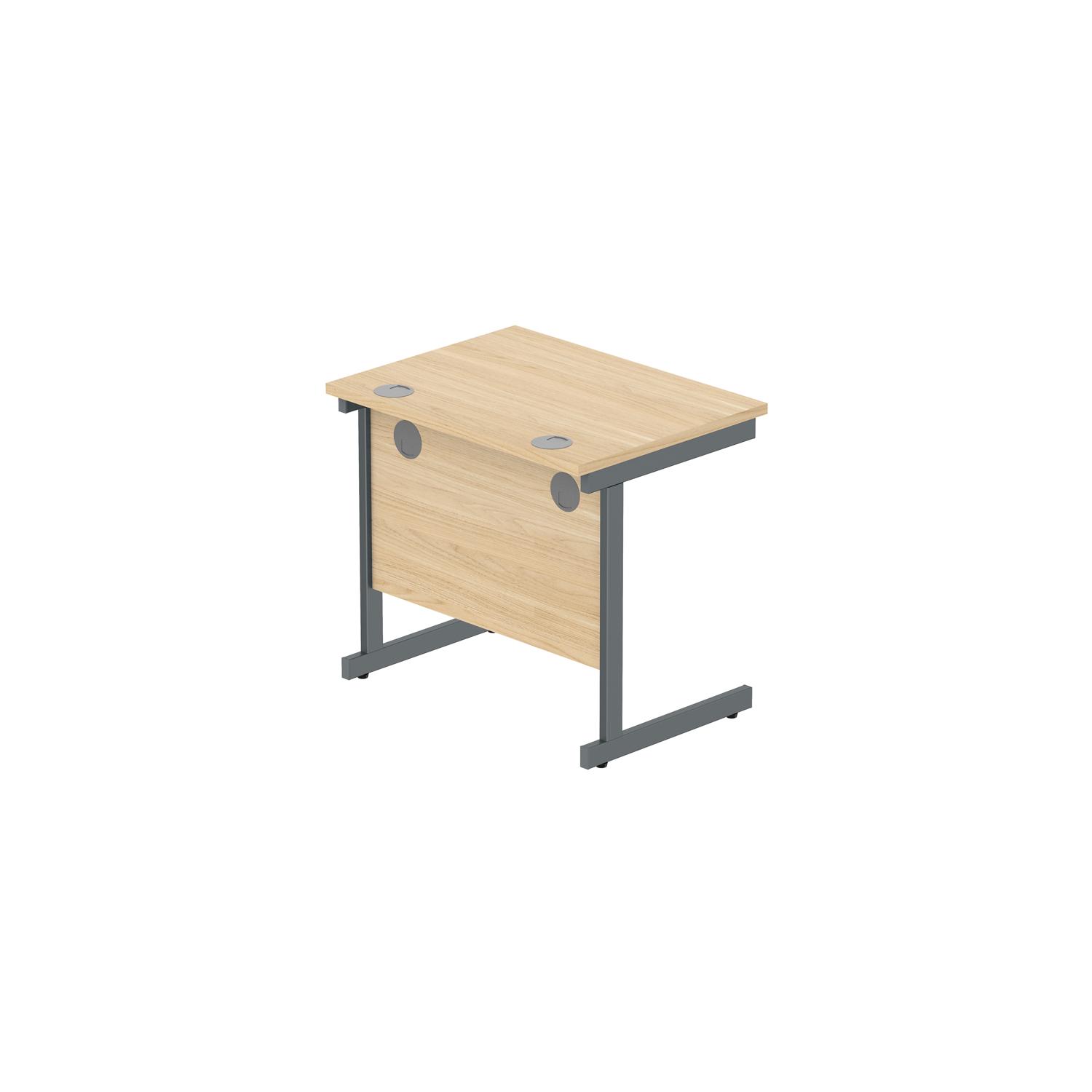 Office Rectangular Desk with Steel Single Upright Cantilever Frame  800X600 Canadian Oak/Graphite