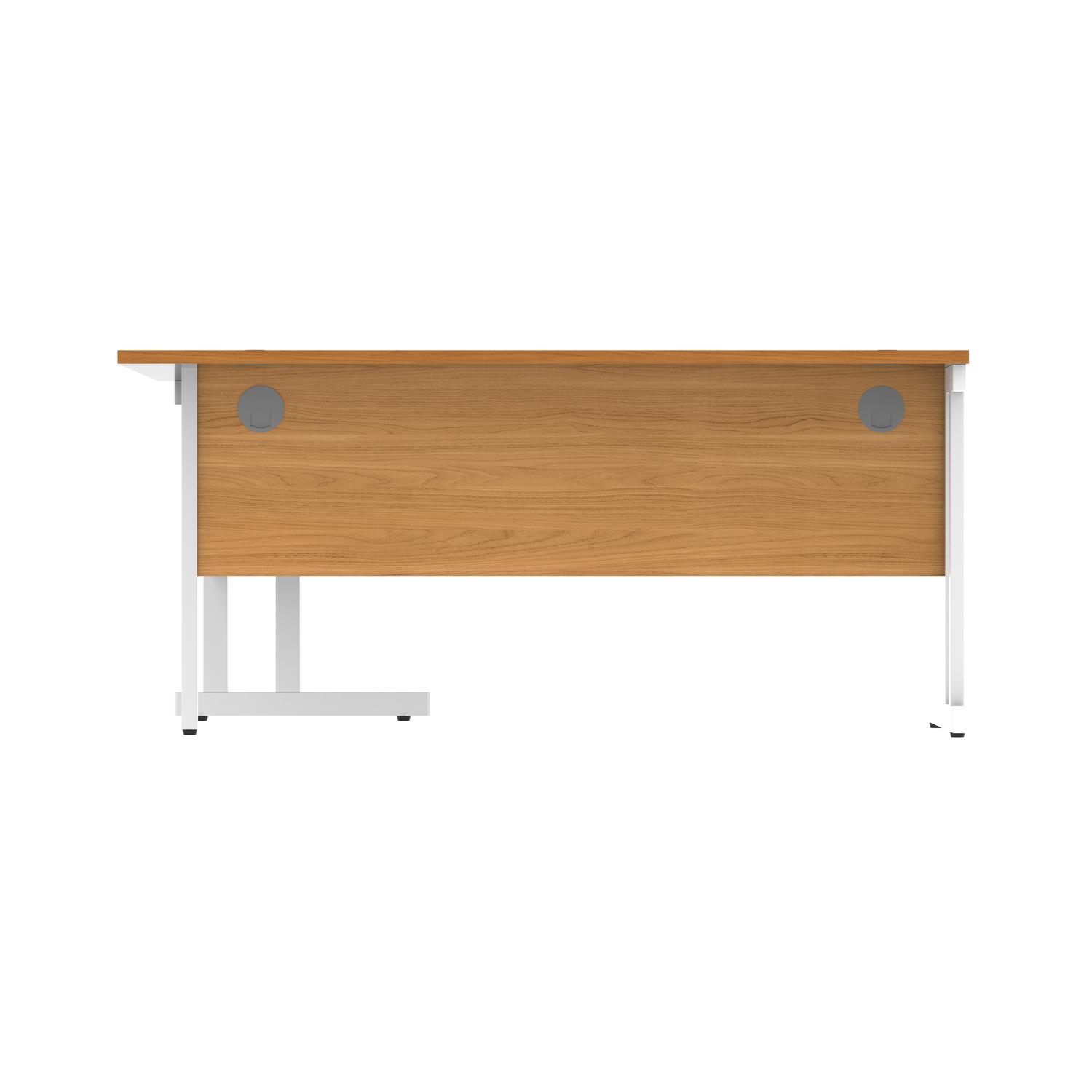 Double Upright Right Hand Radial Desk + Desk High Pedestal  600mm Deep Pedestal 1600X1200 Norwegian Beech/White
