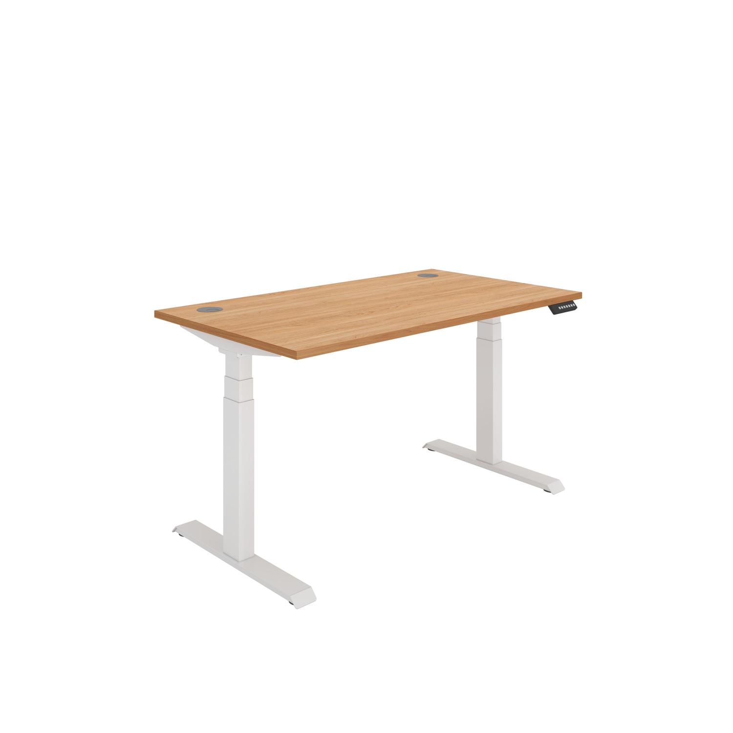 Office Rectangular Dual Motor Sit Stand Desk  1400X800 Beech/White
