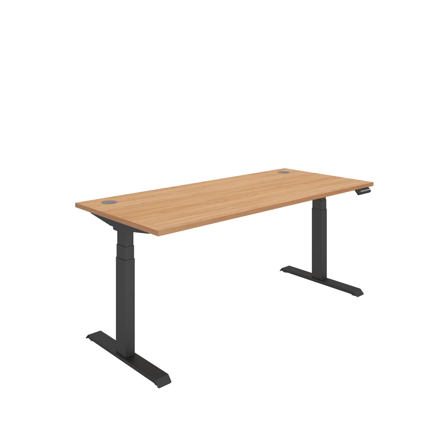 Office Rectangular Dual Motor Sit Stand Desk  1800X800 Beech/Black