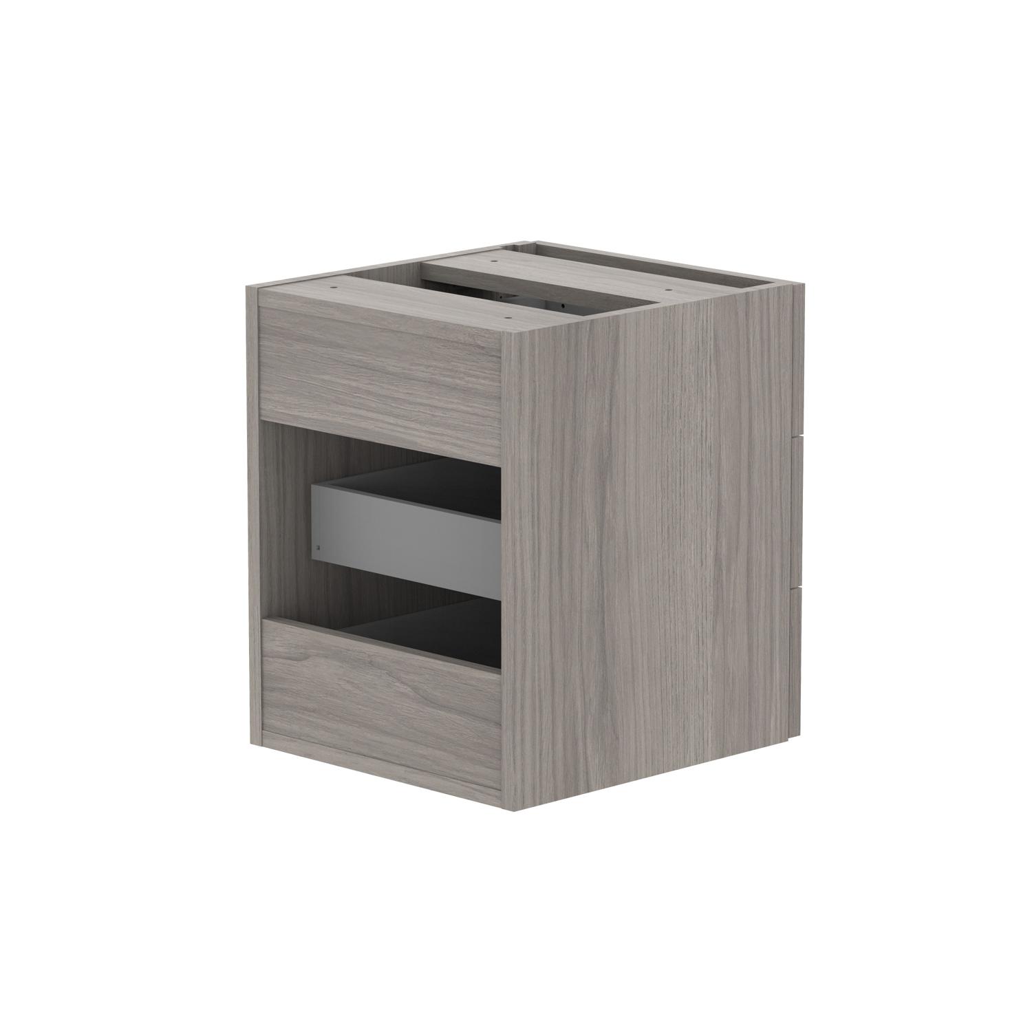 Fixed Under Desk Office Storage Unit  3 Drawers 800 Deep Alaskan Grey Oak
