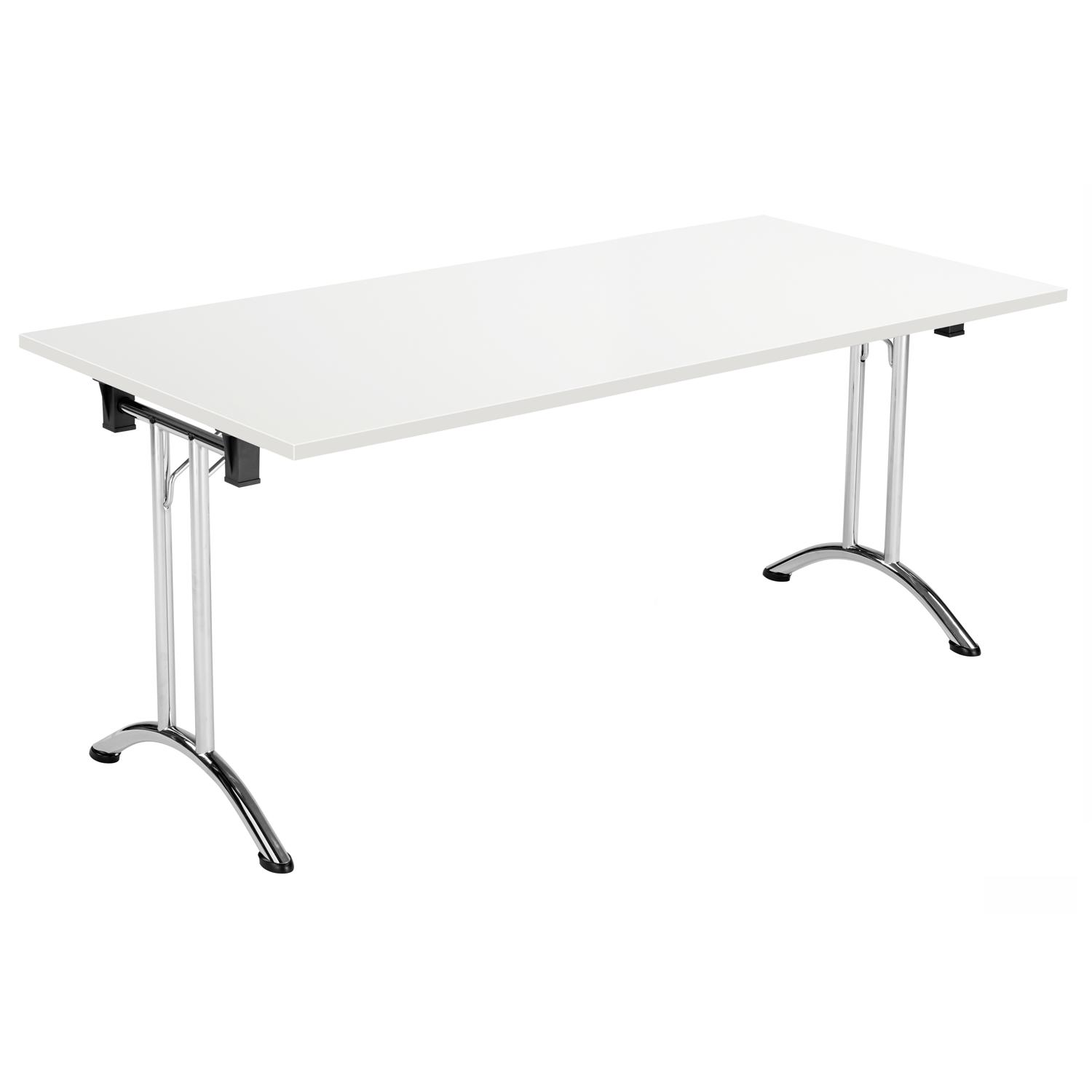 One Union Rectangular Folding Table  1600 X 800 White/Chrome