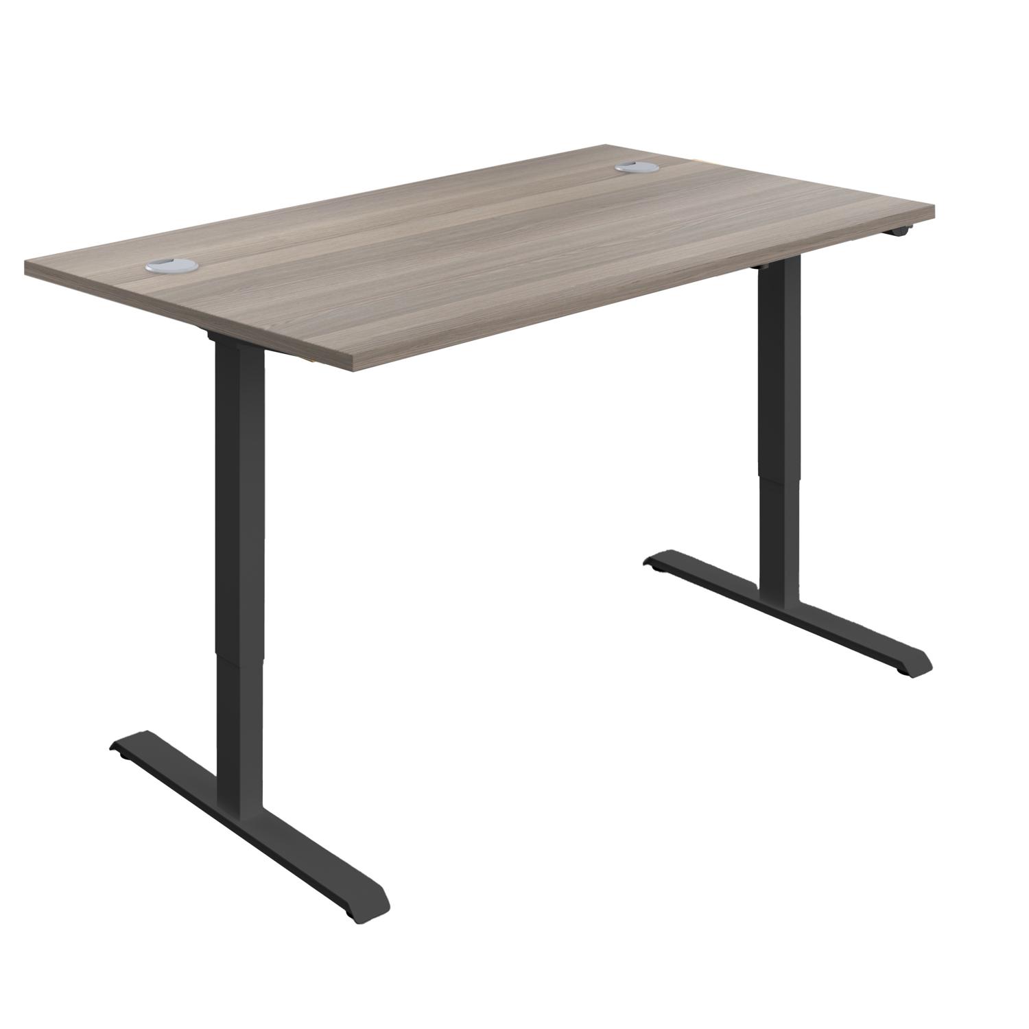 Economy Single Motor Sit Stand Desk  1400 X 800 Grey Oak/Black