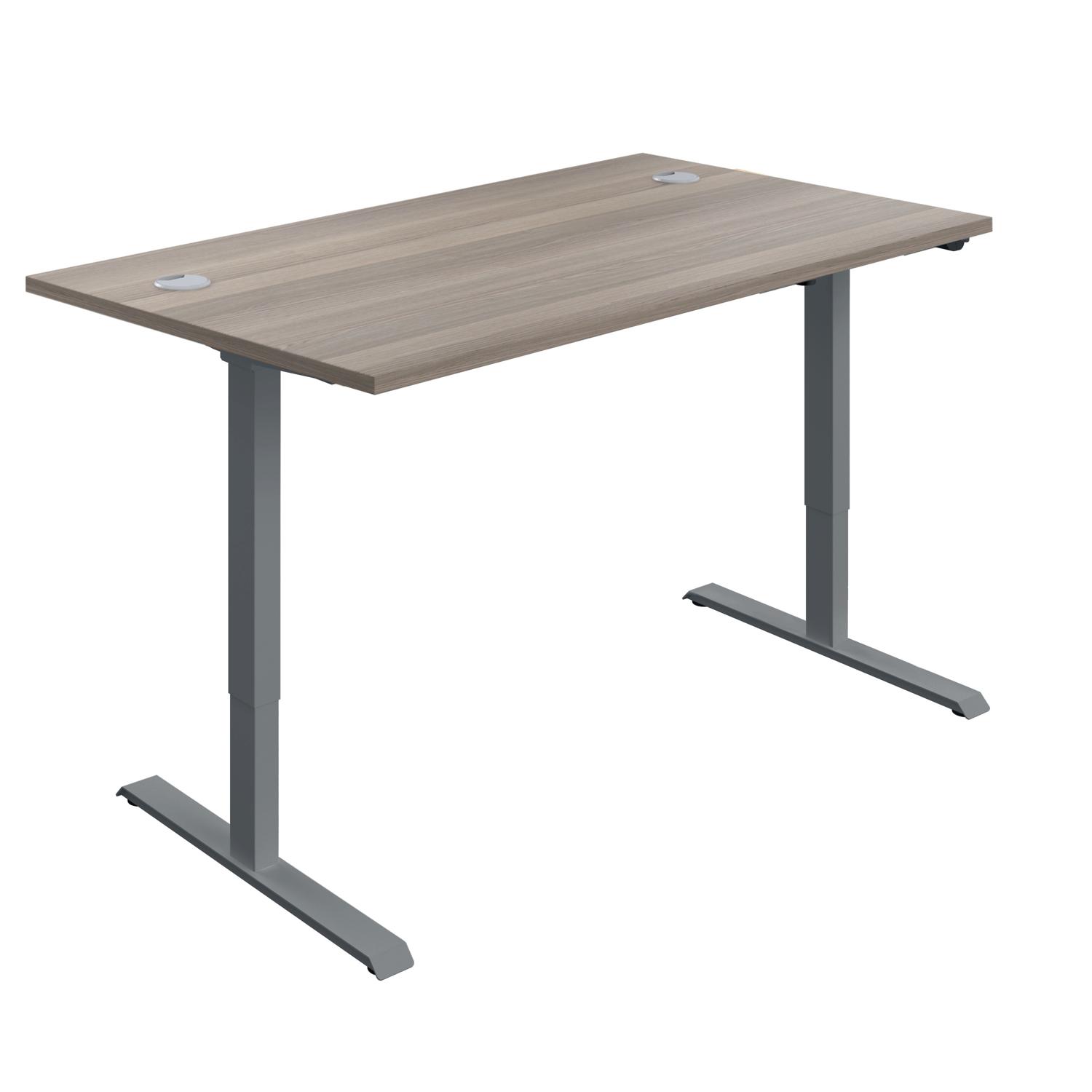 Economy Single Motor Sit Stand Desk  1400 X 800 Grey Oak/Graphite