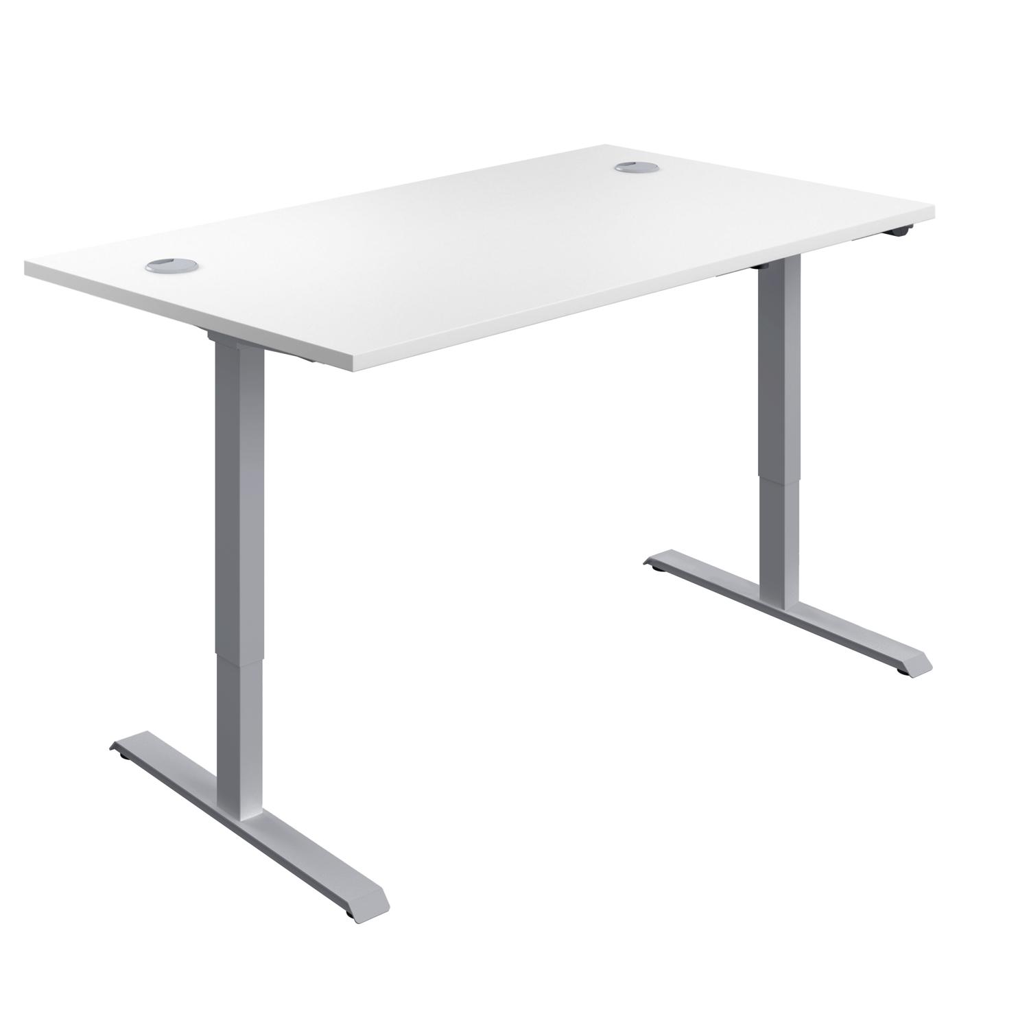 Economy Single Motor Sit Stand Desk  1400 X 800 White/Silver