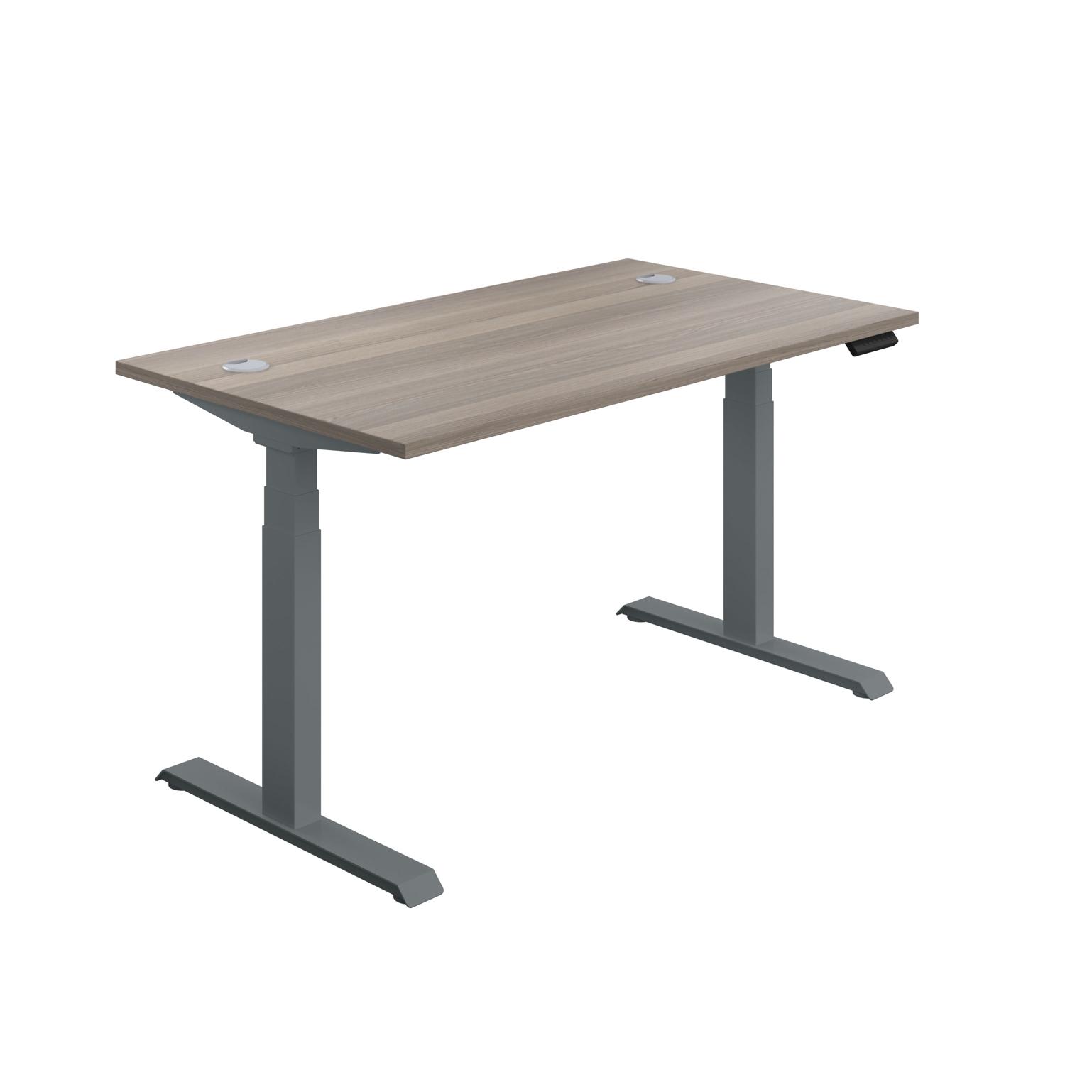 Economy Sit Stand Desk  1200 X 800 Grey Oak/Graphite
