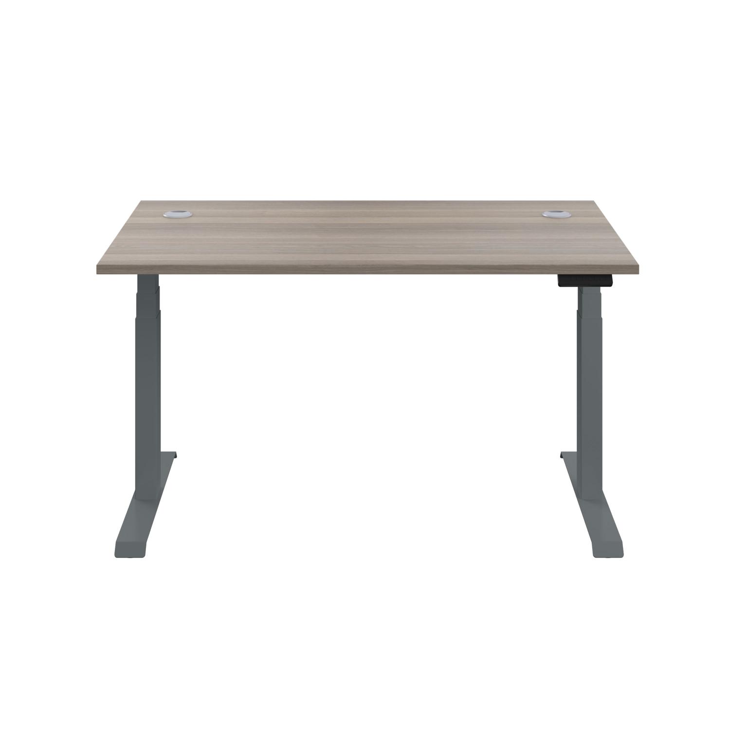 Economy Sit Stand Desk  1400 X 800 Grey Oak/Graphite