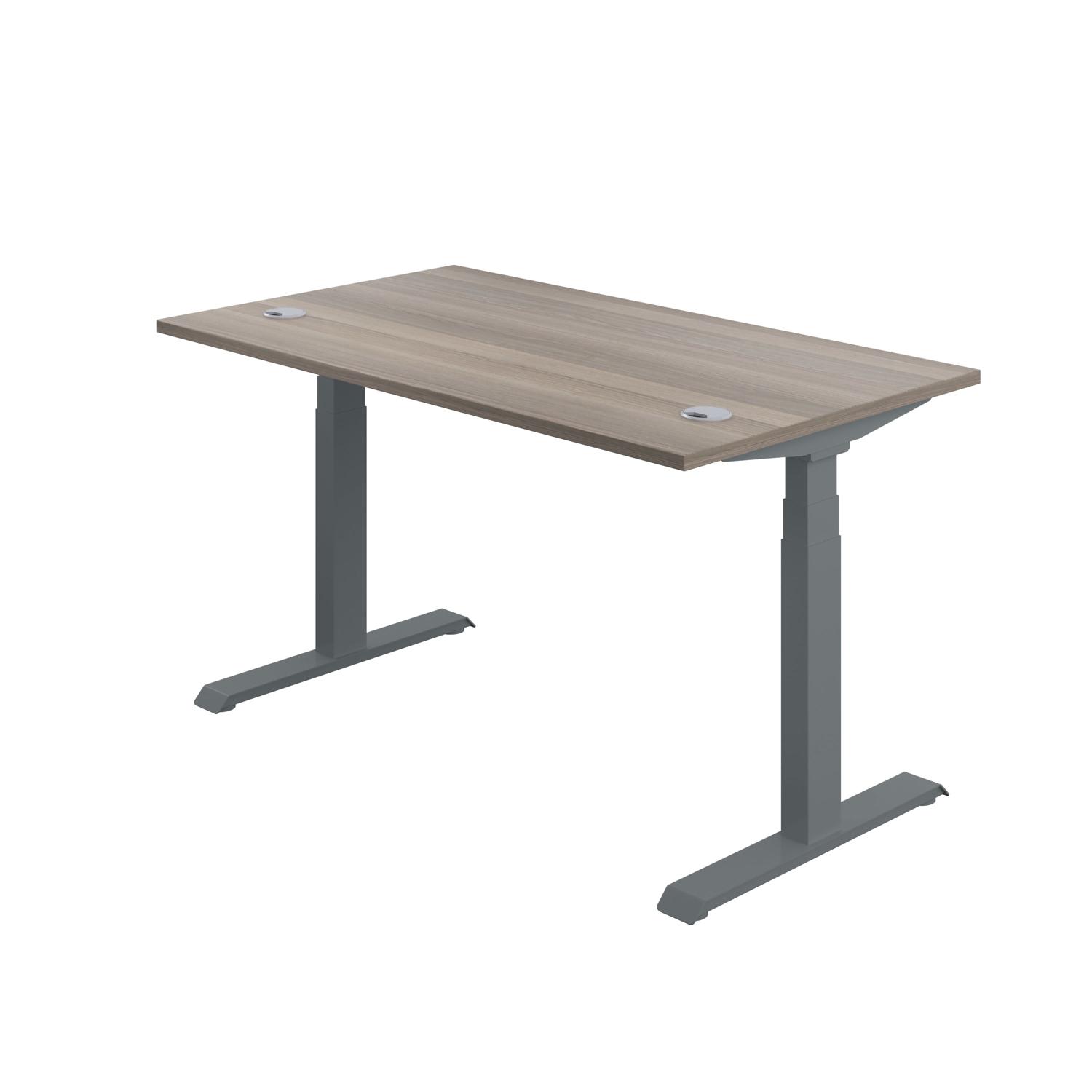 Economy Sit Stand Desk  1400 X 800 Grey Oak/Graphite
