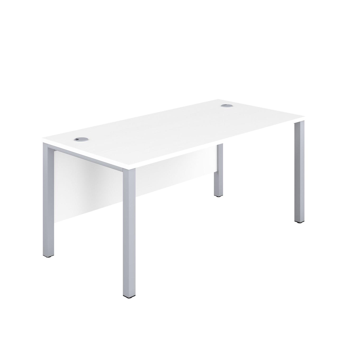 Goal Post Rectangular Desk  1200X800 White/Silver