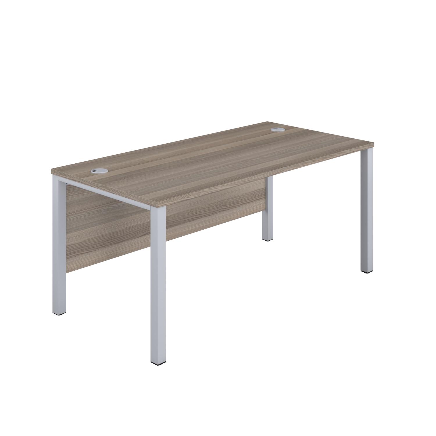 Goal Post Rectangular Desk  1400X800 Grey Oak/Silver