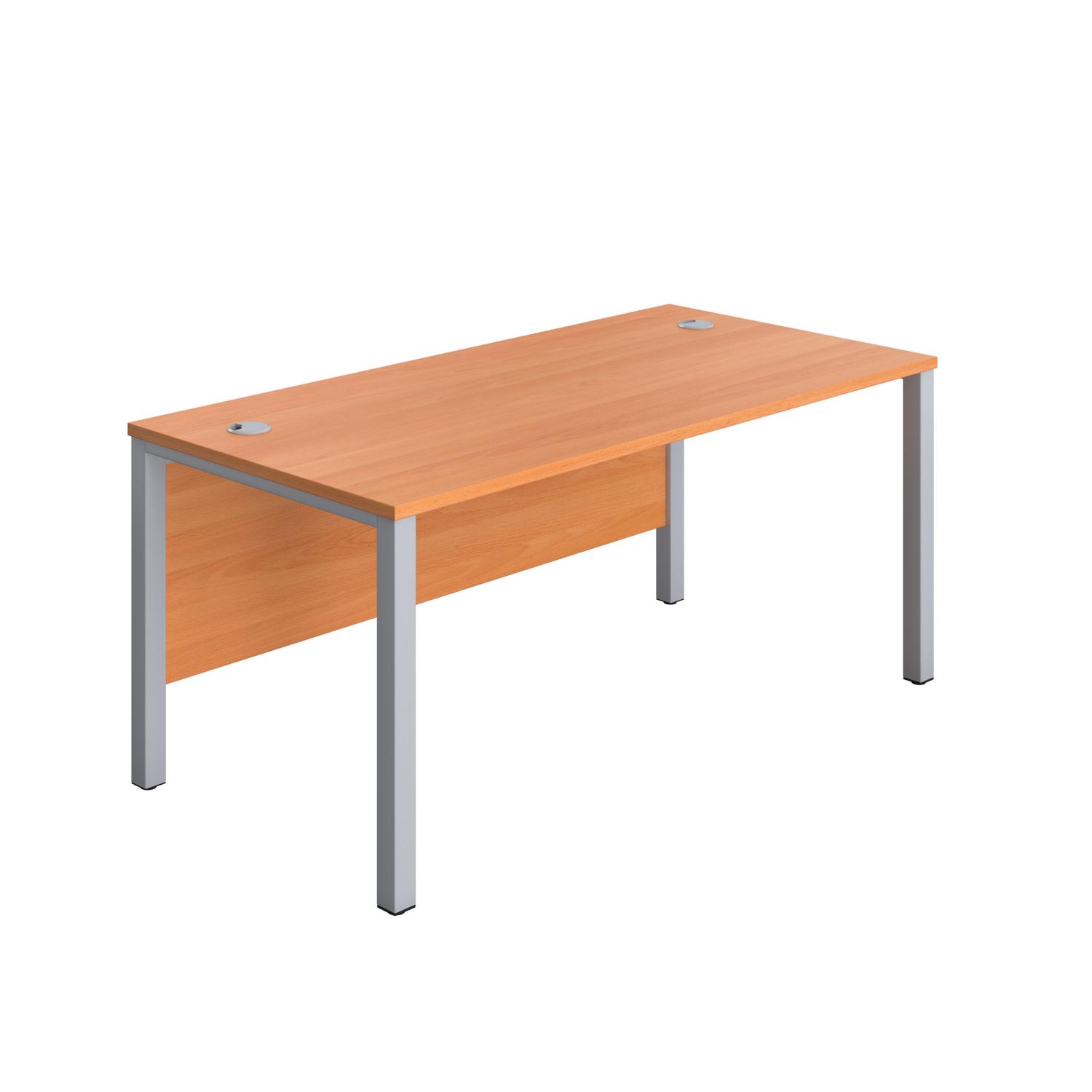 Goal Post Rectangular Desk 1600X600 Beech/Silver Goal Post Rectangular Desk 1600X600 Beech/Silver
