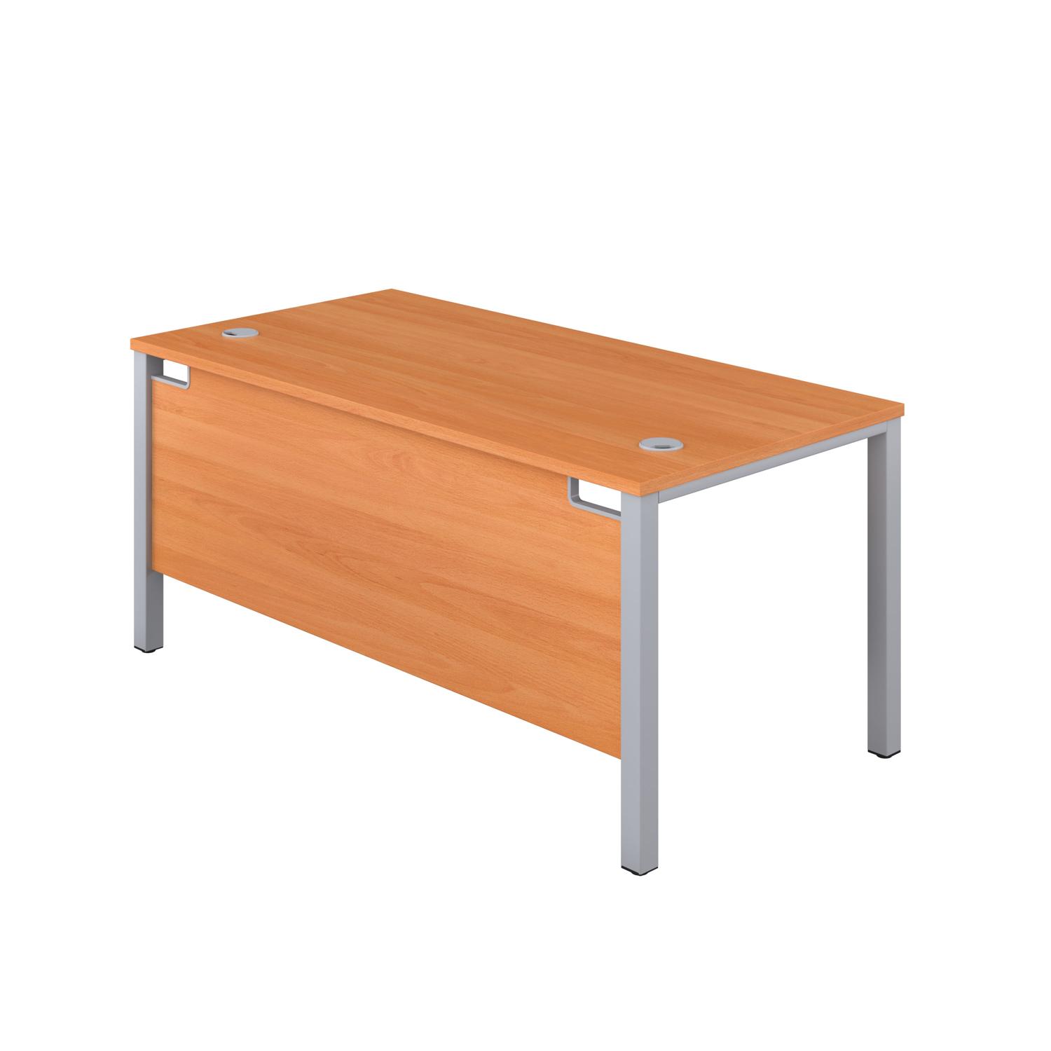 Goal Post Rectangular Desk 1600X600 Beech/Silver Goal Post Rectangular Desk 1600X600 Beech/Silver