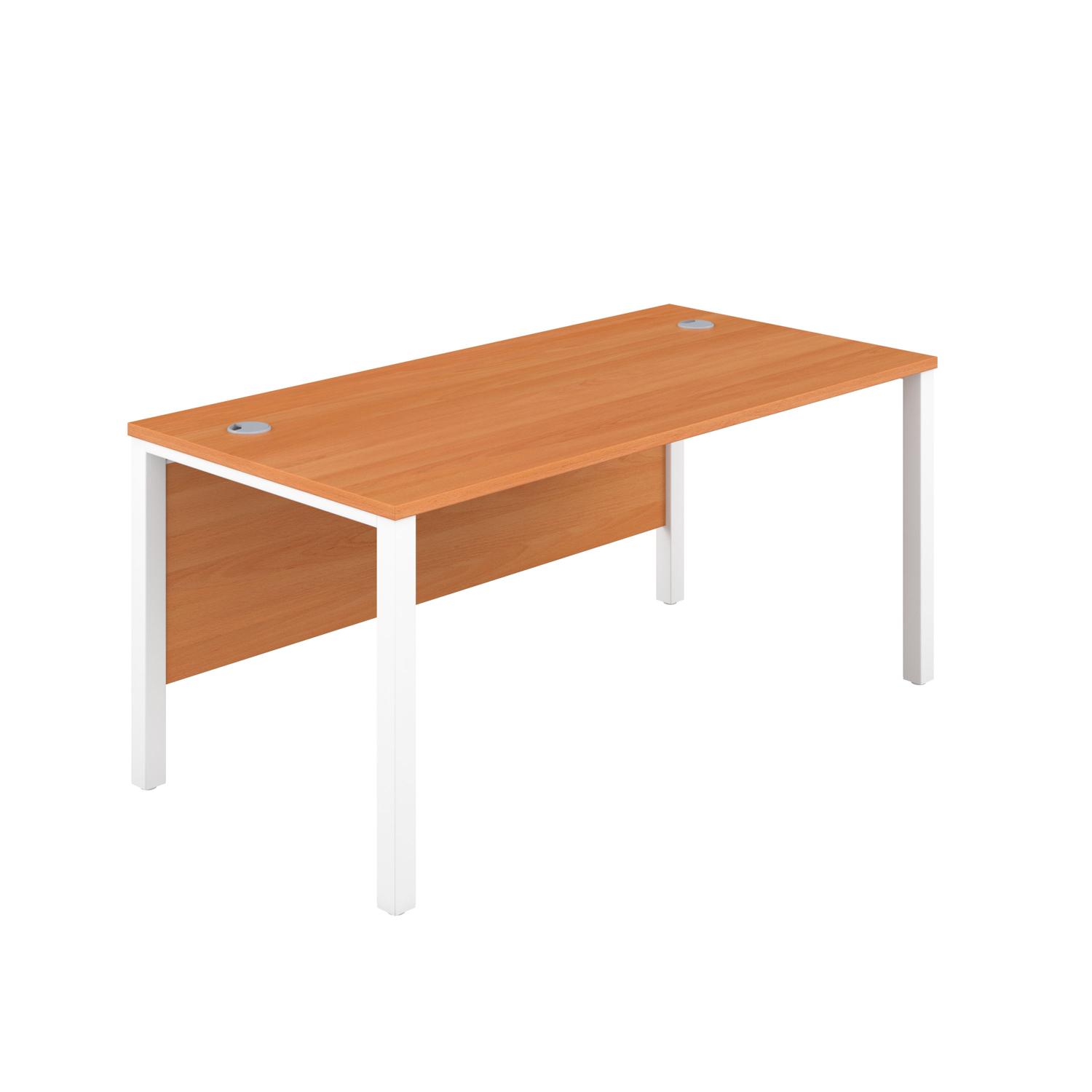 Goal Post Rectangular Desk 1600X600 Beech/White