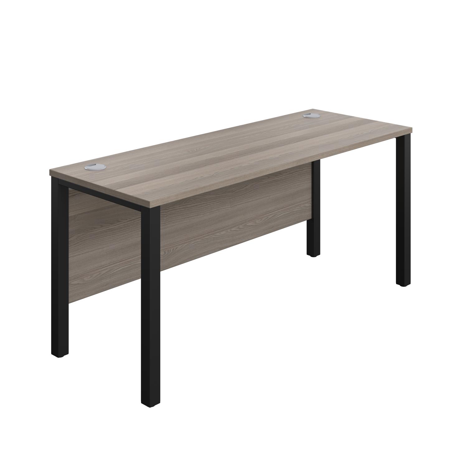 Goal Post Rectangular Desk (Grey Oak/Black)