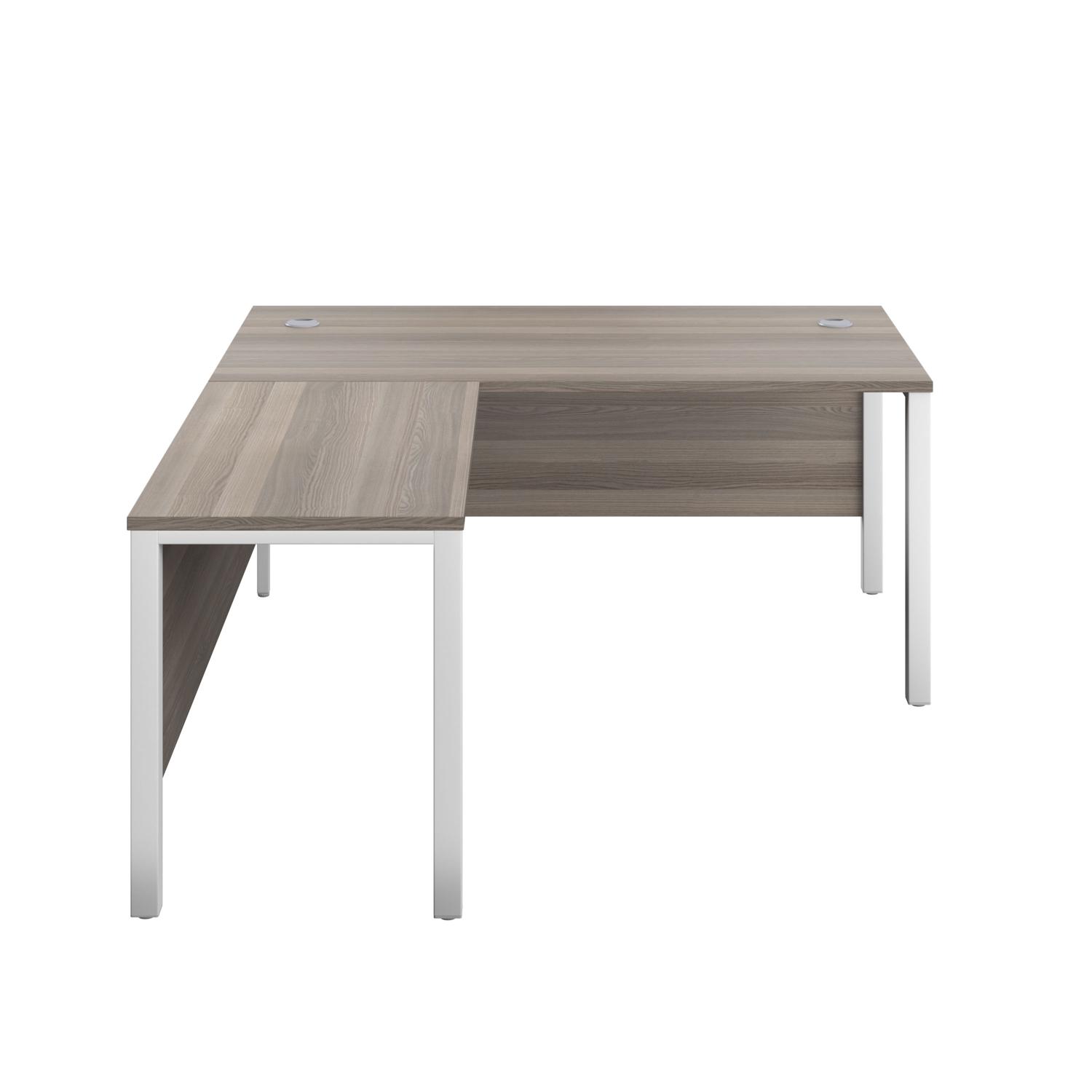 Goal Post Left Hand Return Desk  1800X800 Grey Oak/White