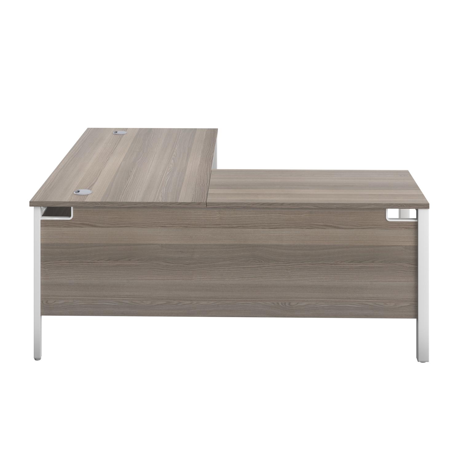 Goal Post Left Hand Return Desk  1800X800 Grey Oak/White