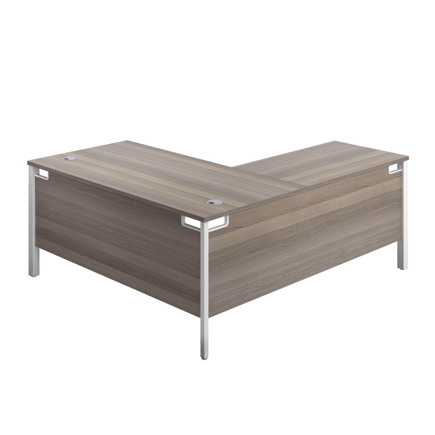 Goal Post Left Hand Return Desk  1800X800 Grey Oak/White