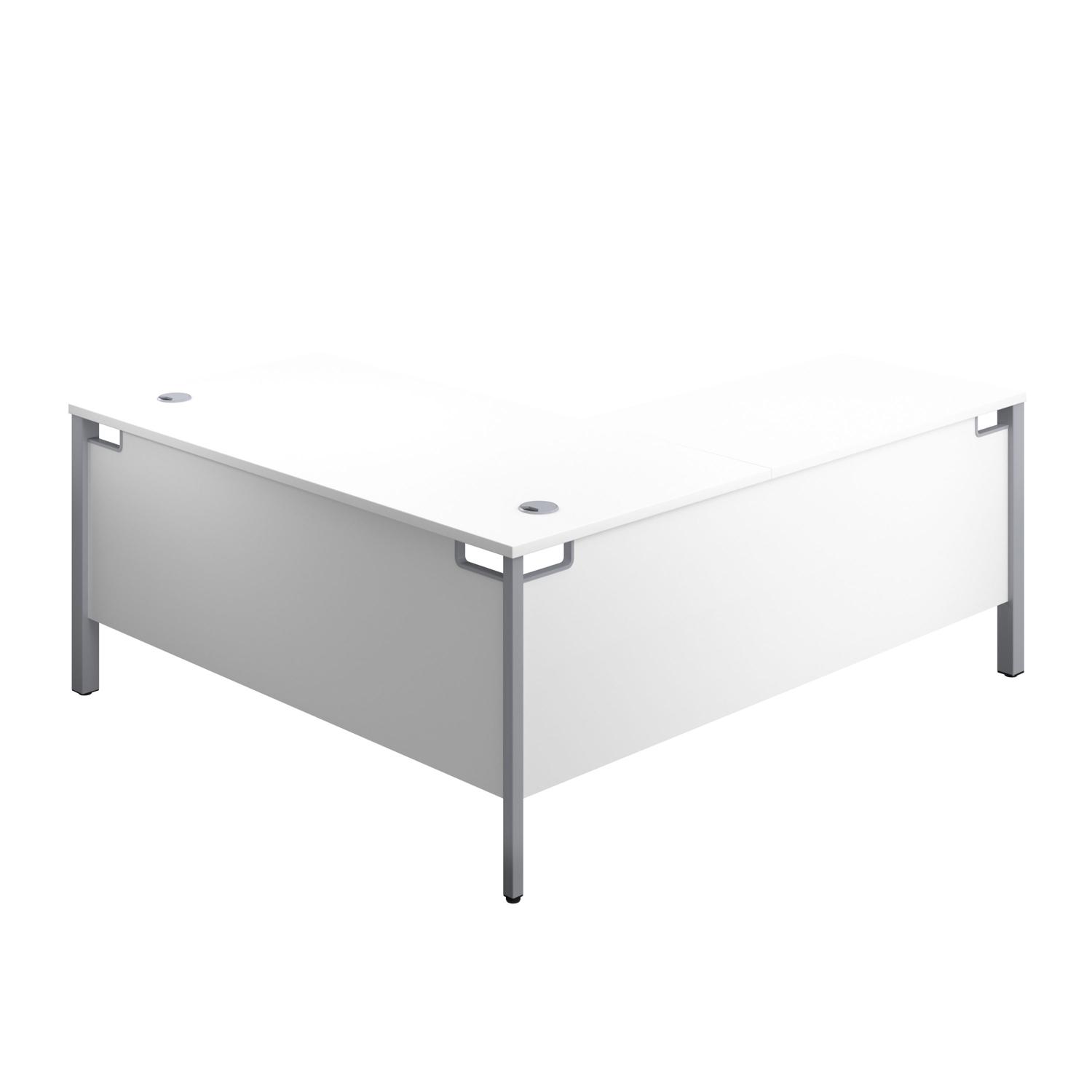 Goal Post Left Hand Return Desk  1800X800 White/Silver