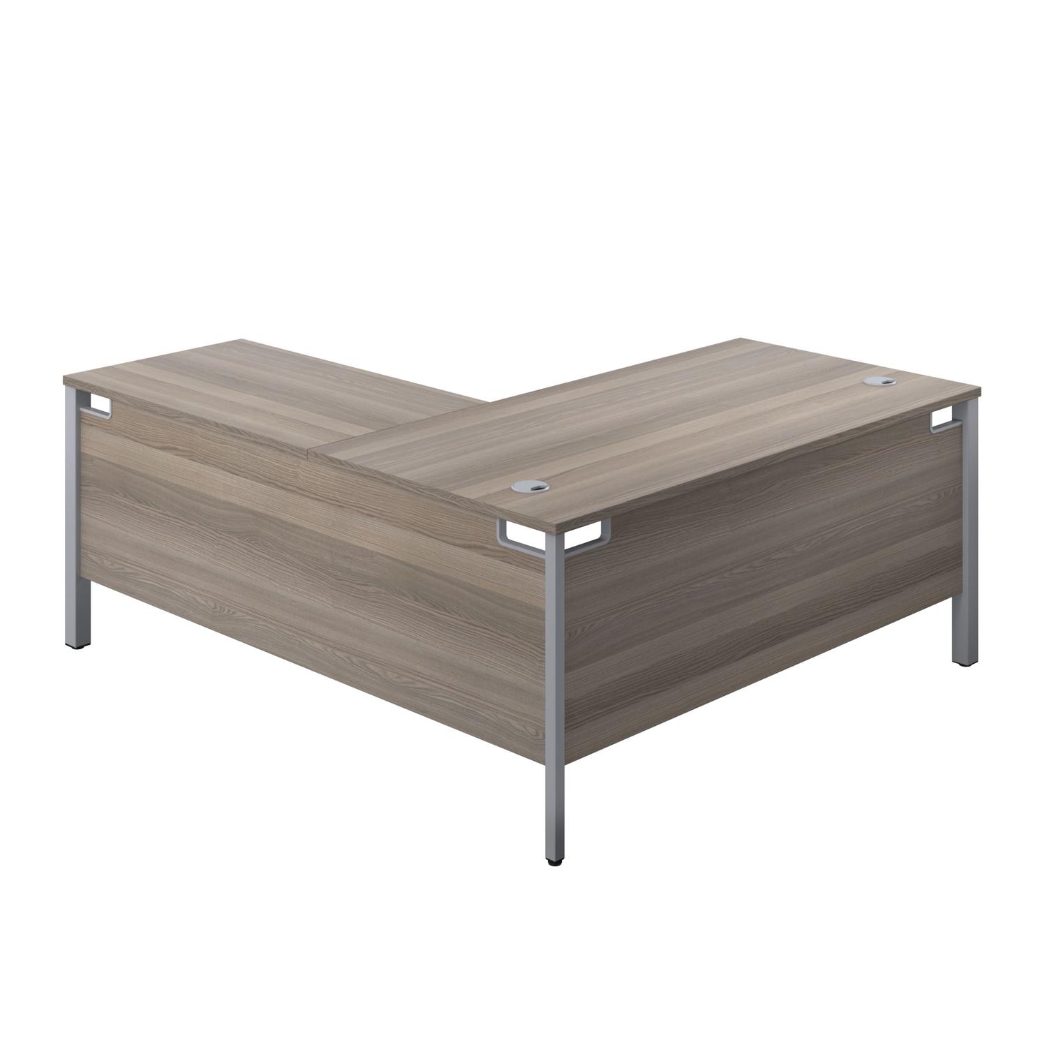 Goal Post Right Hand Return Desk  1800X800 Grey Oak/Silver