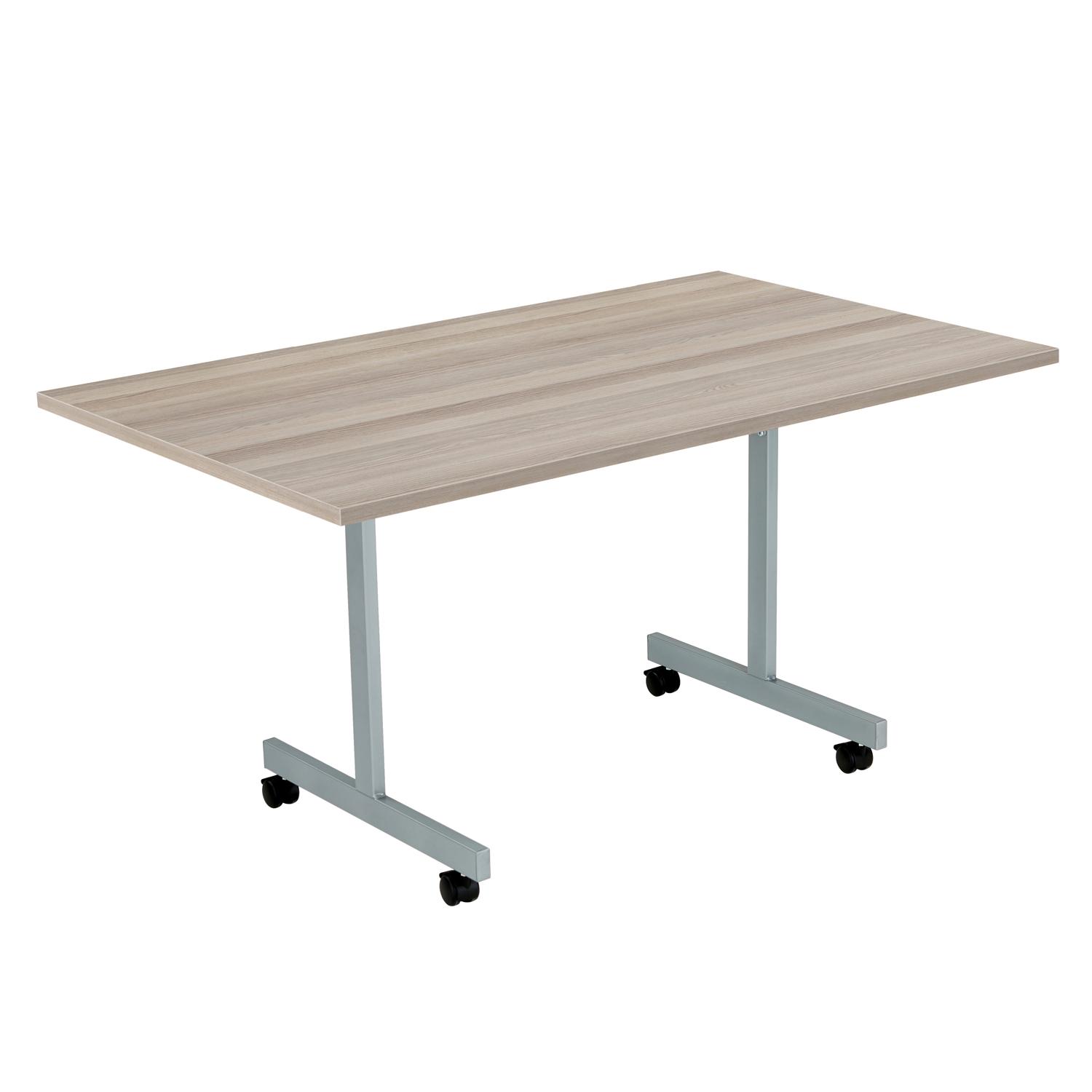 One Eighty Rectangular Tilting Table  1400 X 700 Grey Oak/Silver