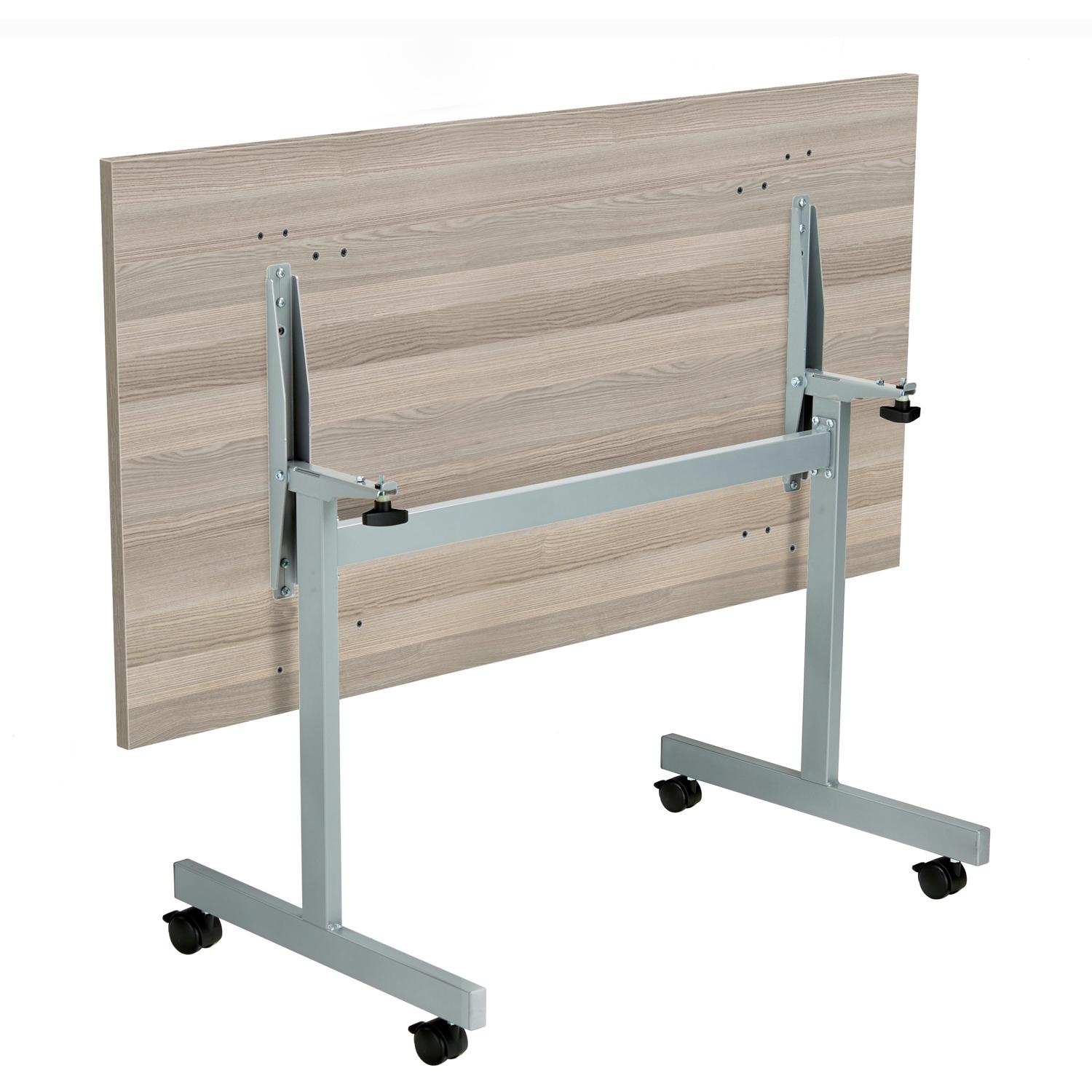 One Eighty Rectangular Tilting Table  1400 X 700 Grey Oak/Silver