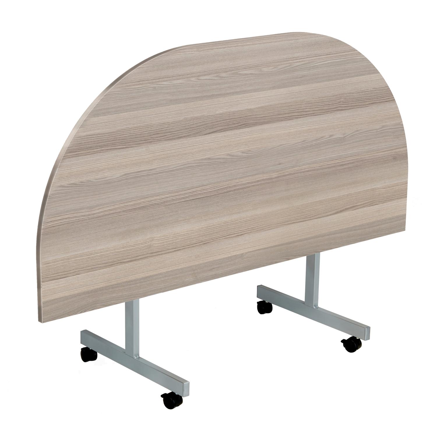 One Eighty D-End Tilting Table  1600 X 800 Grey Oak/Silver