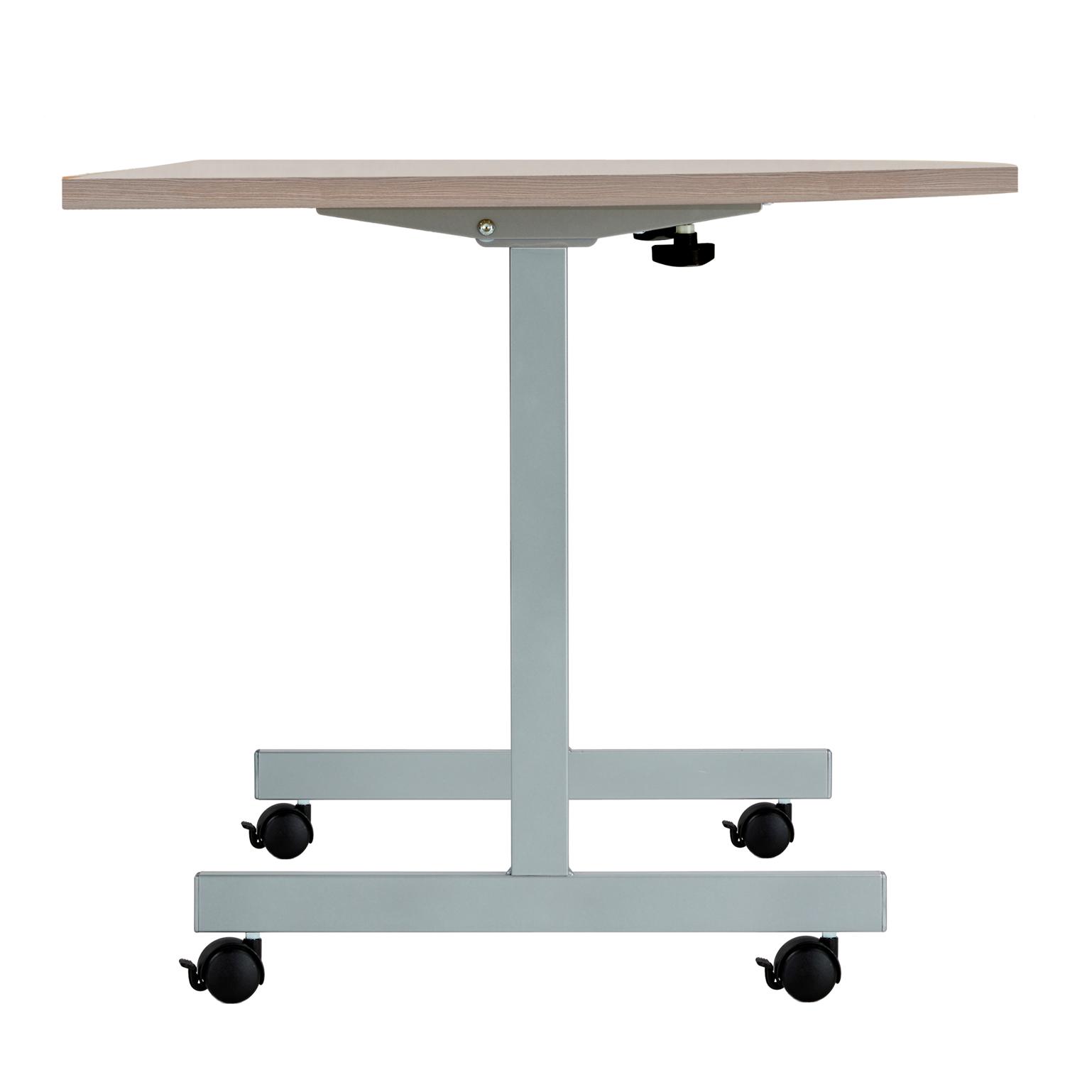 One Eighty D-End Tilting Table  1600 X 800 Grey Oak/Silver