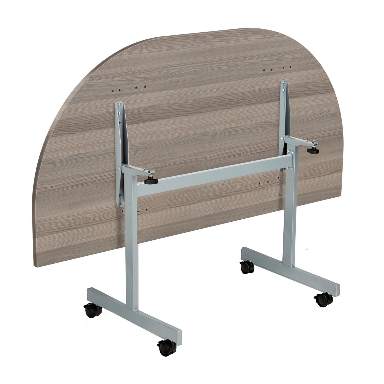 One Eighty D-End Tilting Table  1600 X 800 Grey Oak/Silver