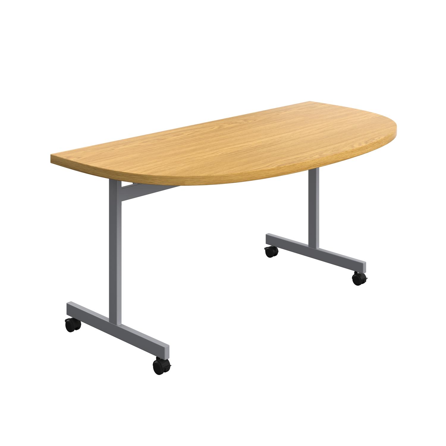One Eighty D-End Tilting Table  1600 X 800 Nova Oak/Silver