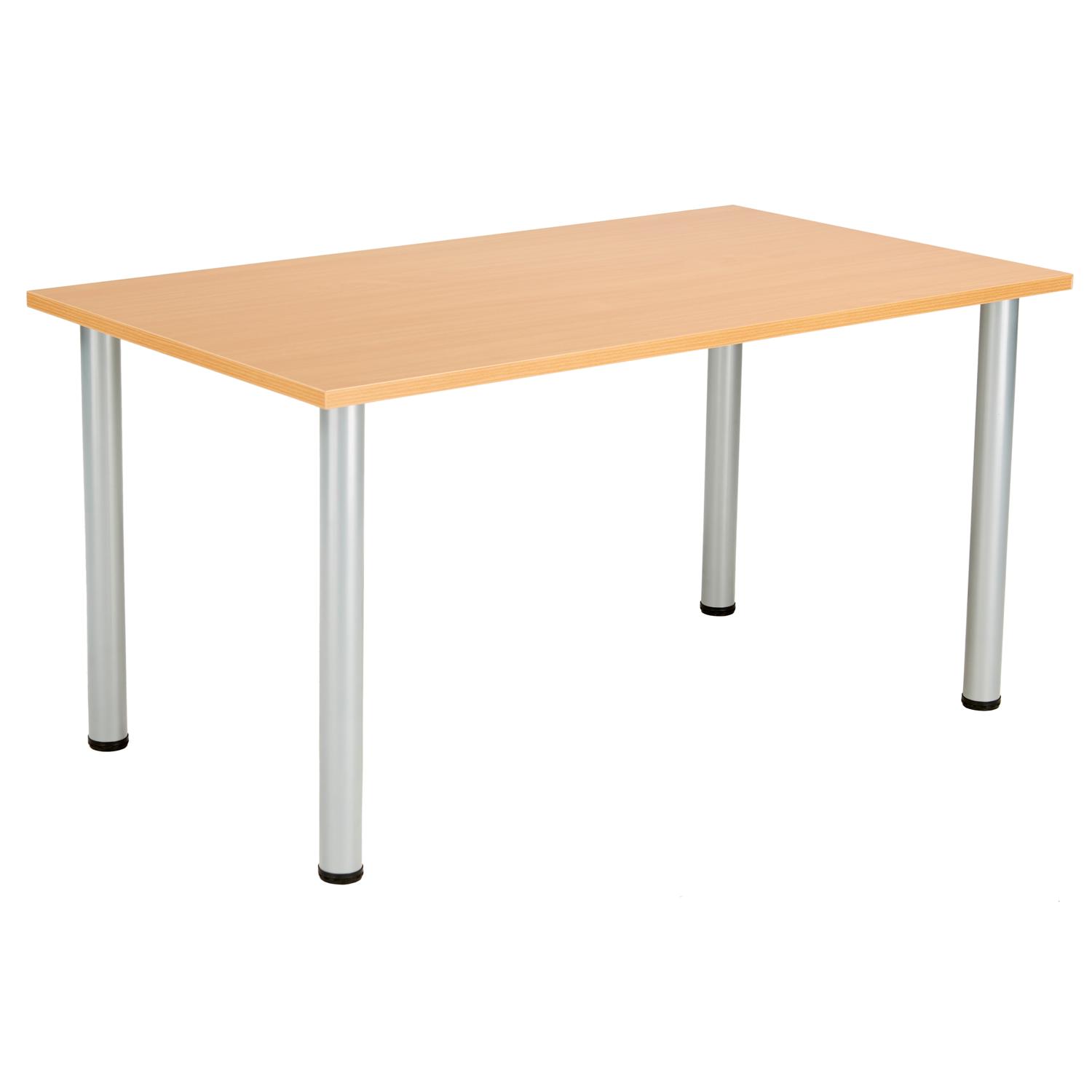 One Fraction Plus Rectangular Meeting Table  1400X800 Beech/Silver