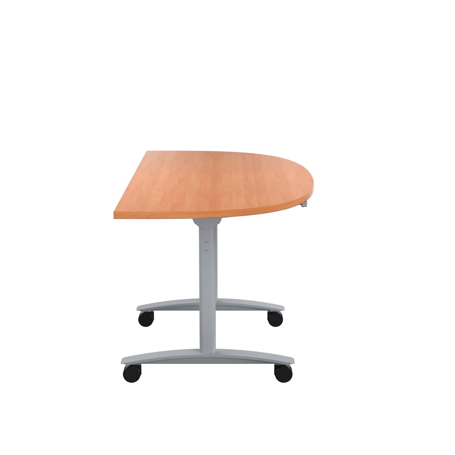 One D-End Tilting Table  1400 X 700 Beech/Silver