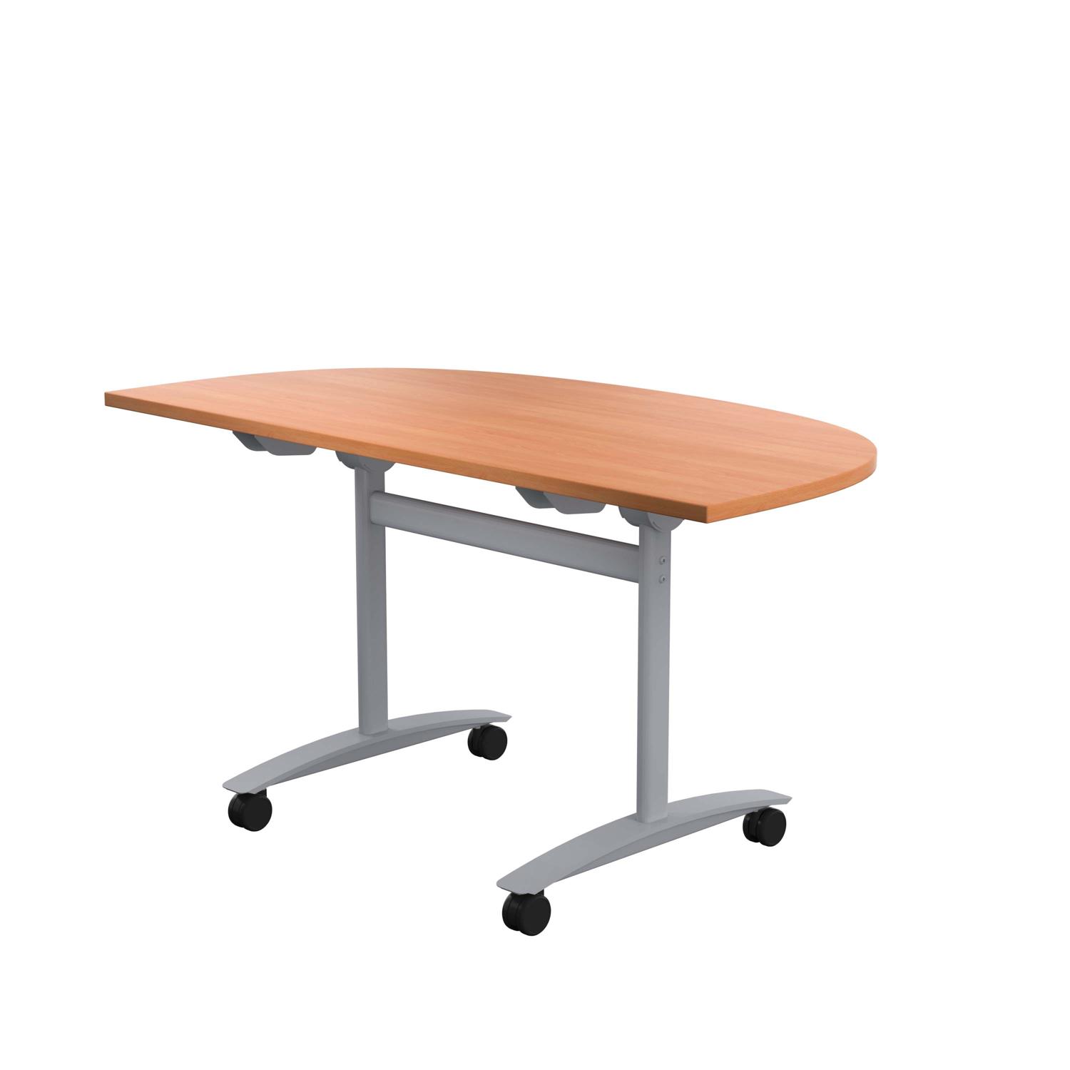 One D-End Tilting Table  1400 X 700 Beech/Silver