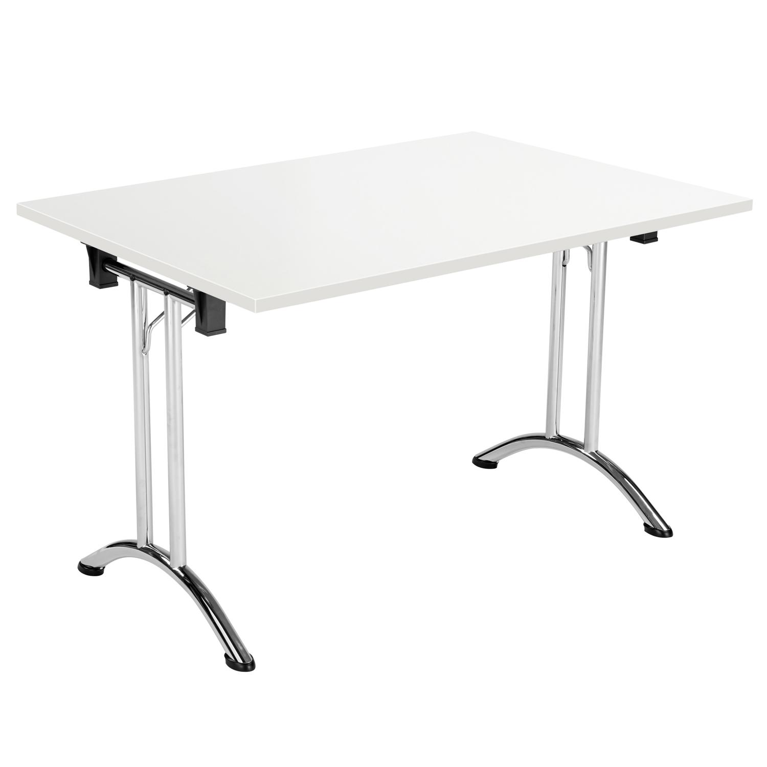 One Union Rectangular Folding Table  1200 X 700 White/Chrome