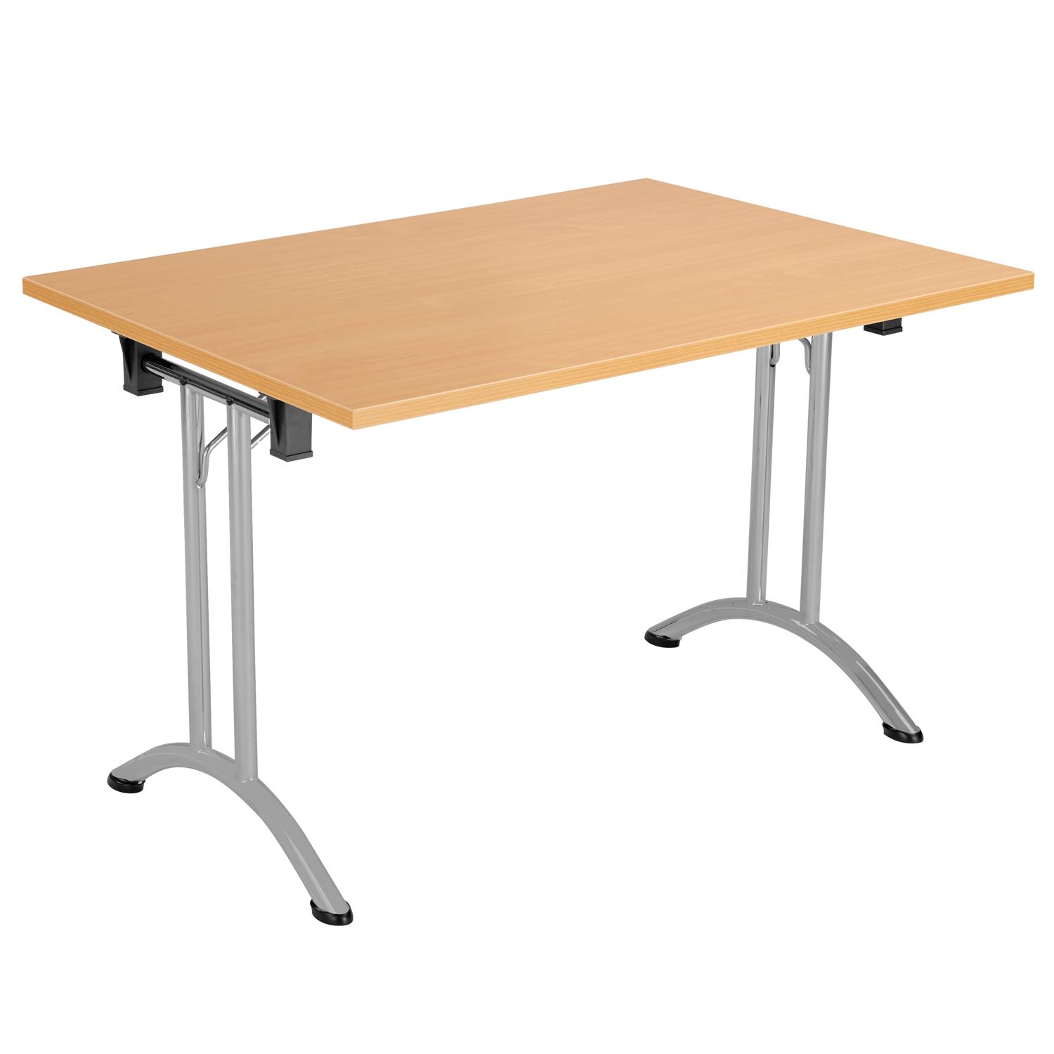 One Union Rectangular Folding Table  1200 X 700 Beech/Silver