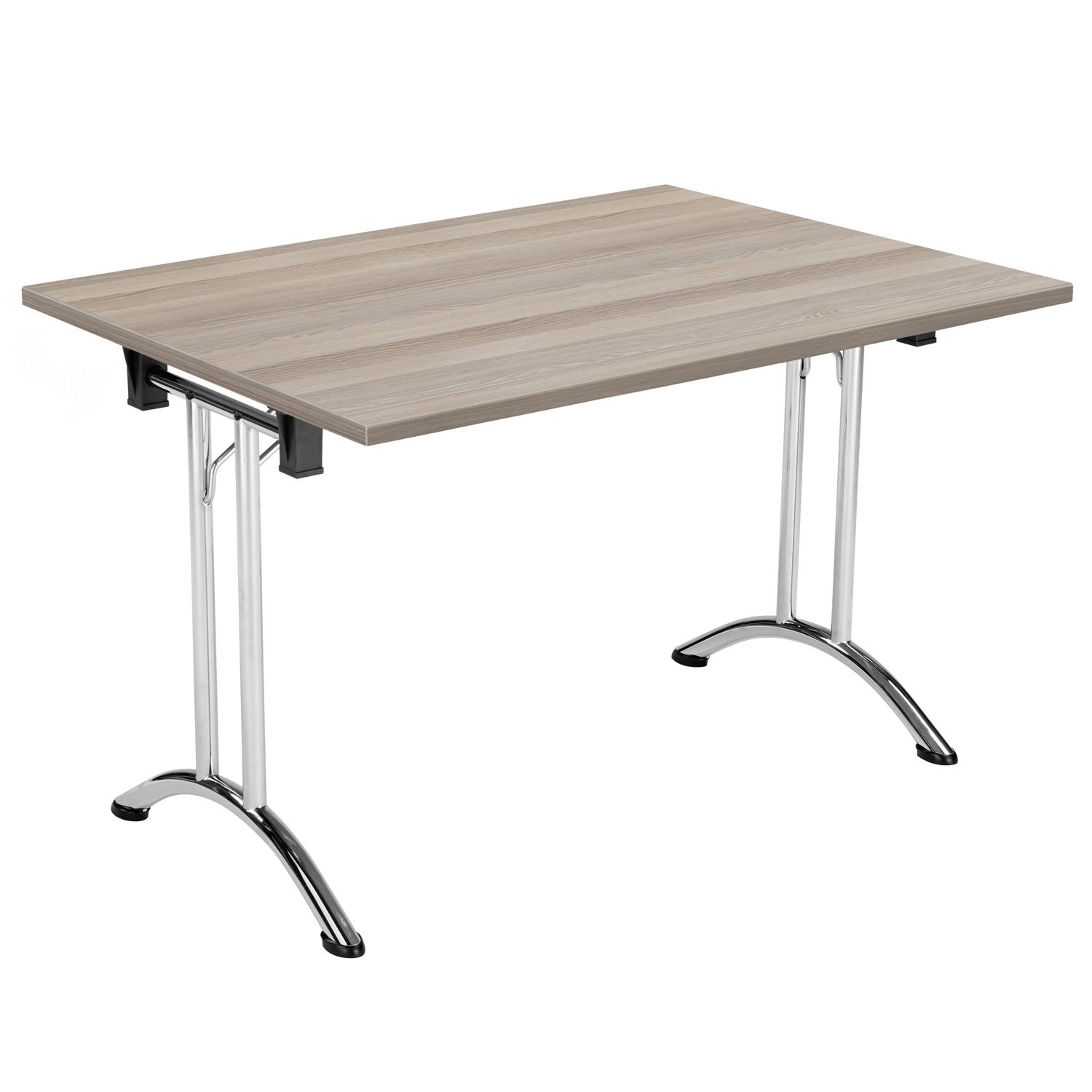 One Union Rectangular Folding Table  1200 X 800 Grey Oak/Chrome