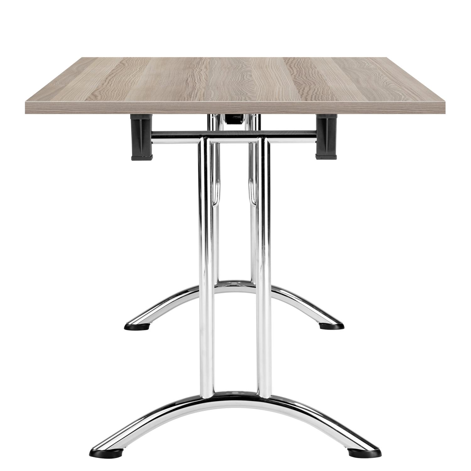 One Union Rectangular Folding Table  1200 X 800 Grey Oak/Chrome