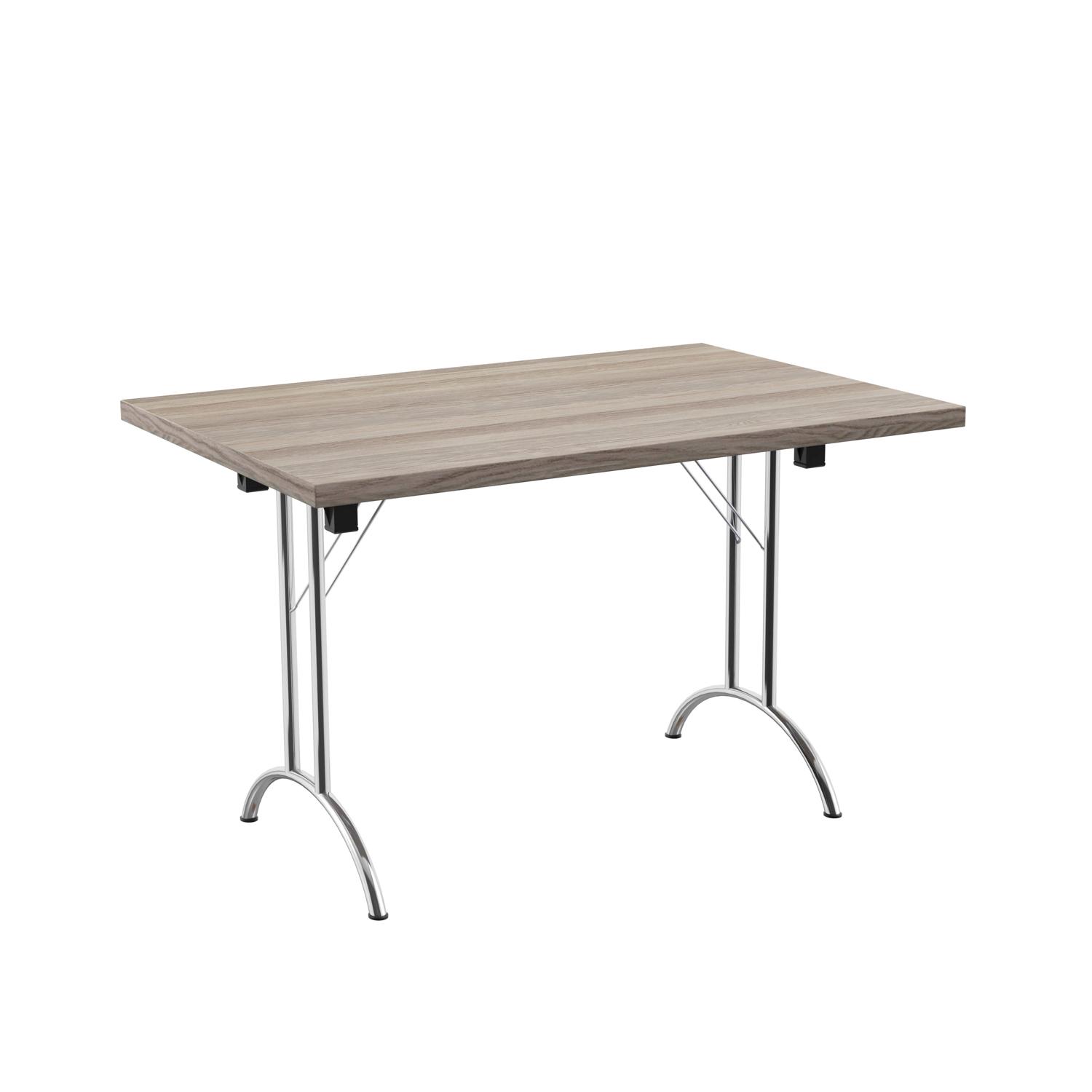 One Union Rectangular Folding Table  1200 X 800 Grey Oak/Silver