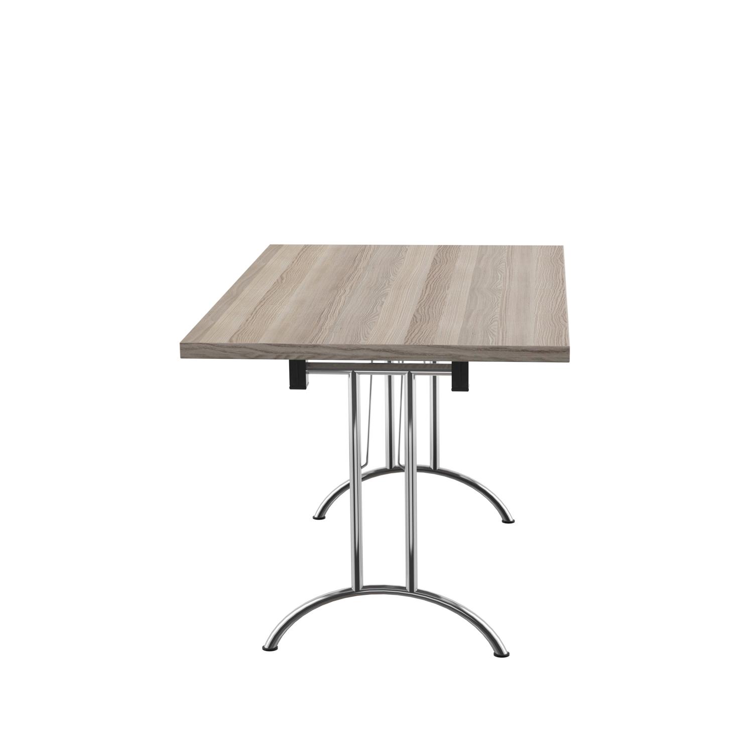 One Union Rectangular Folding Table  1200 X 800 Grey Oak/Silver