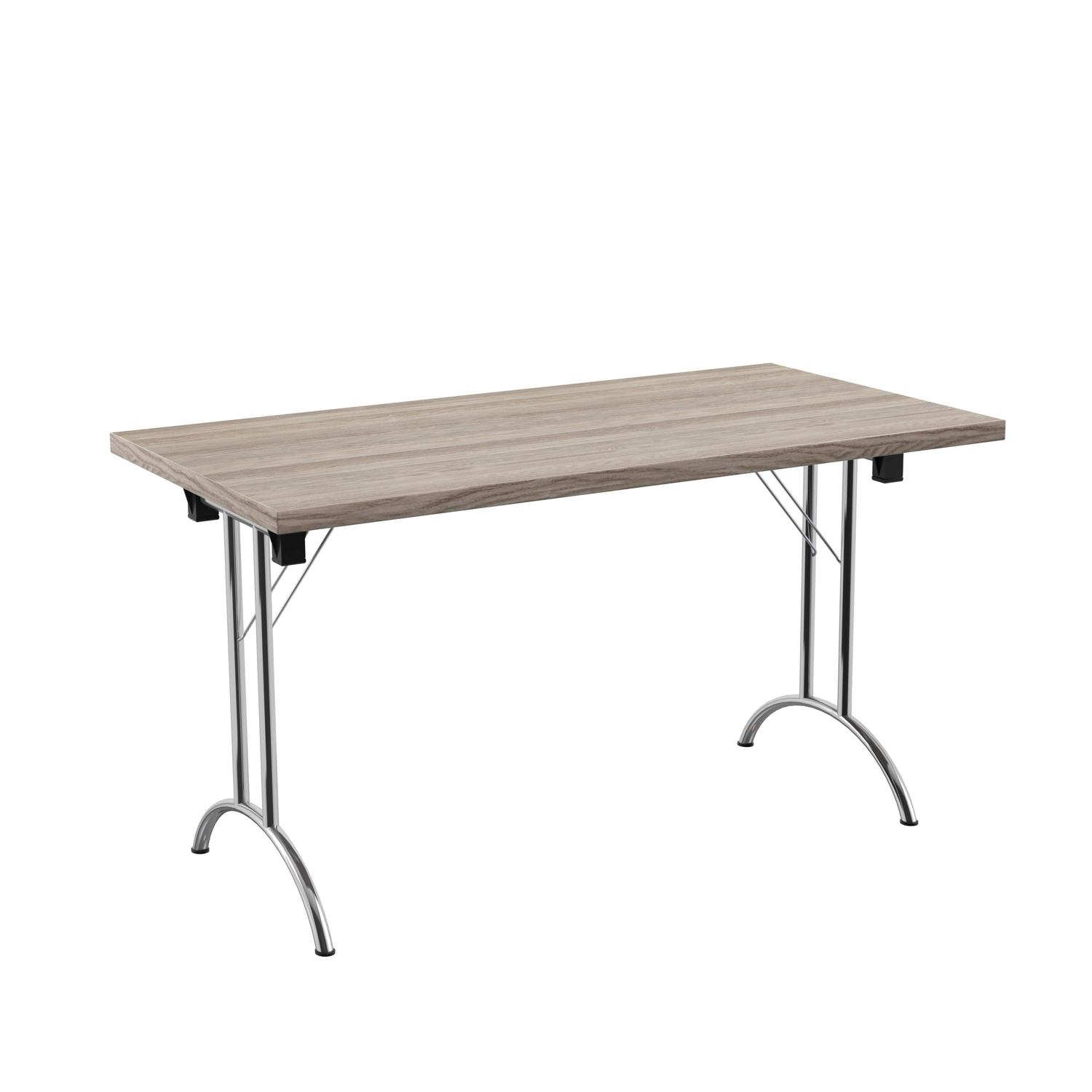One Union Rectangular Folding Table  1400 X 700 Grey Oak/Silver