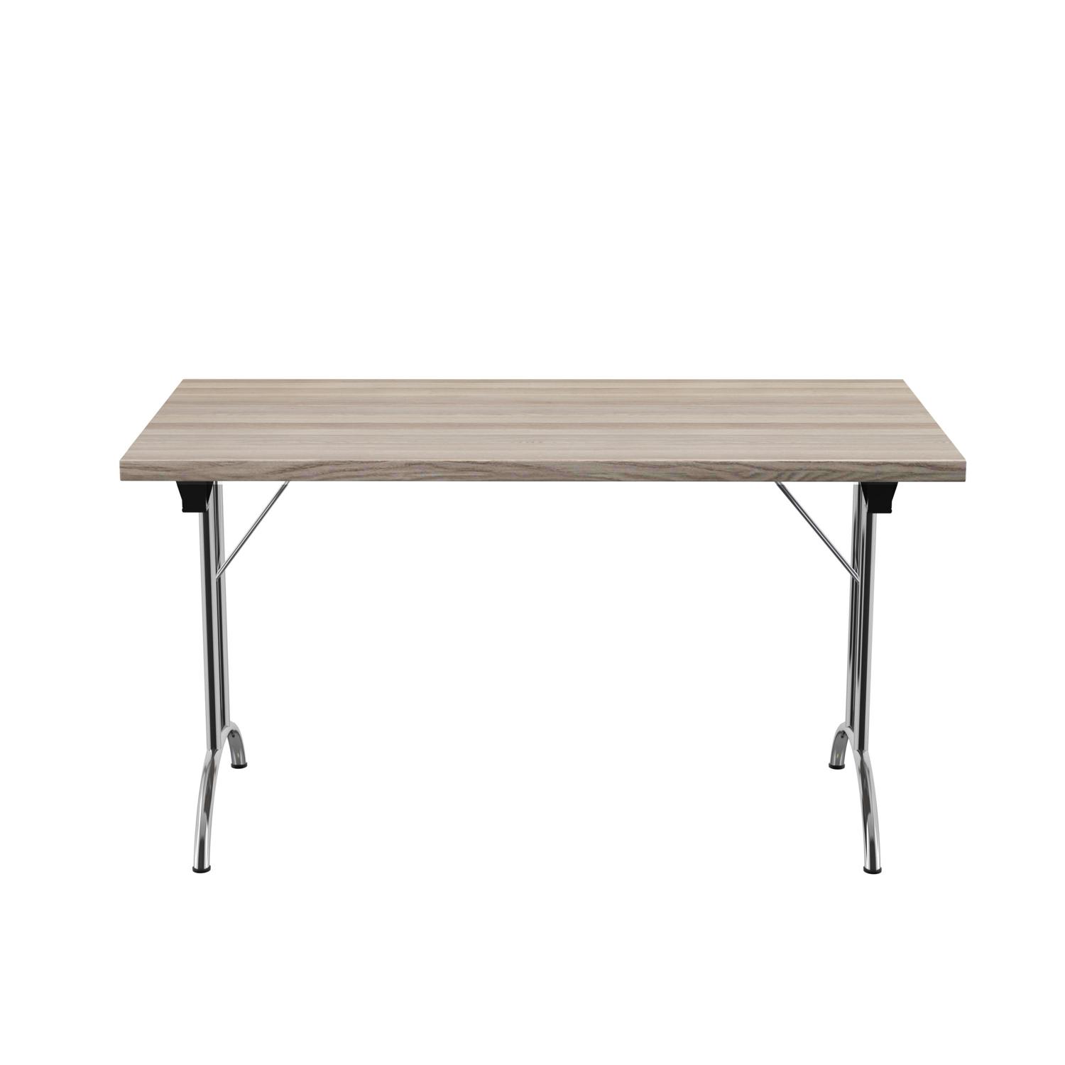 One Union Rectangular Folding Table  1400 X 700 Grey Oak/Silver