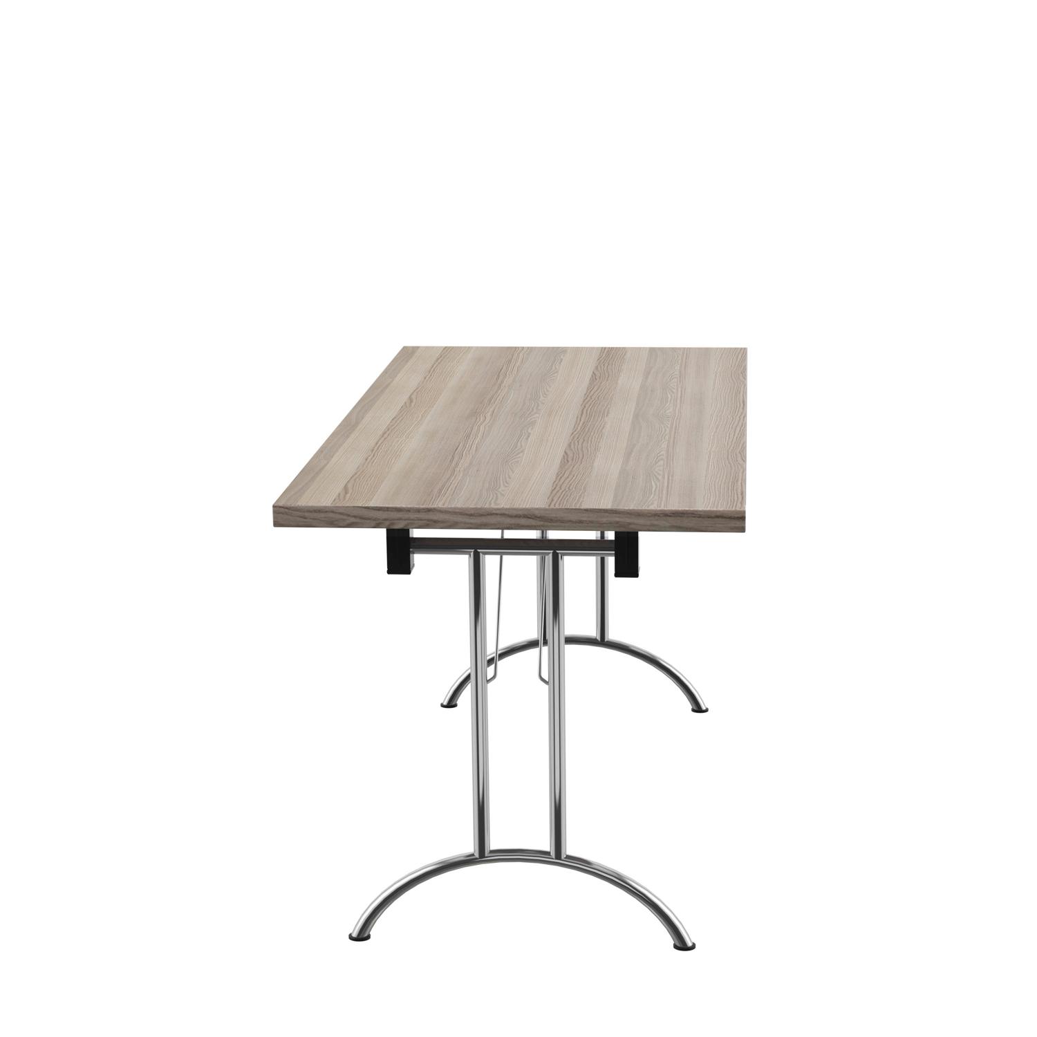 One Union Rectangular Folding Table  1400 X 700 Grey Oak/Silver