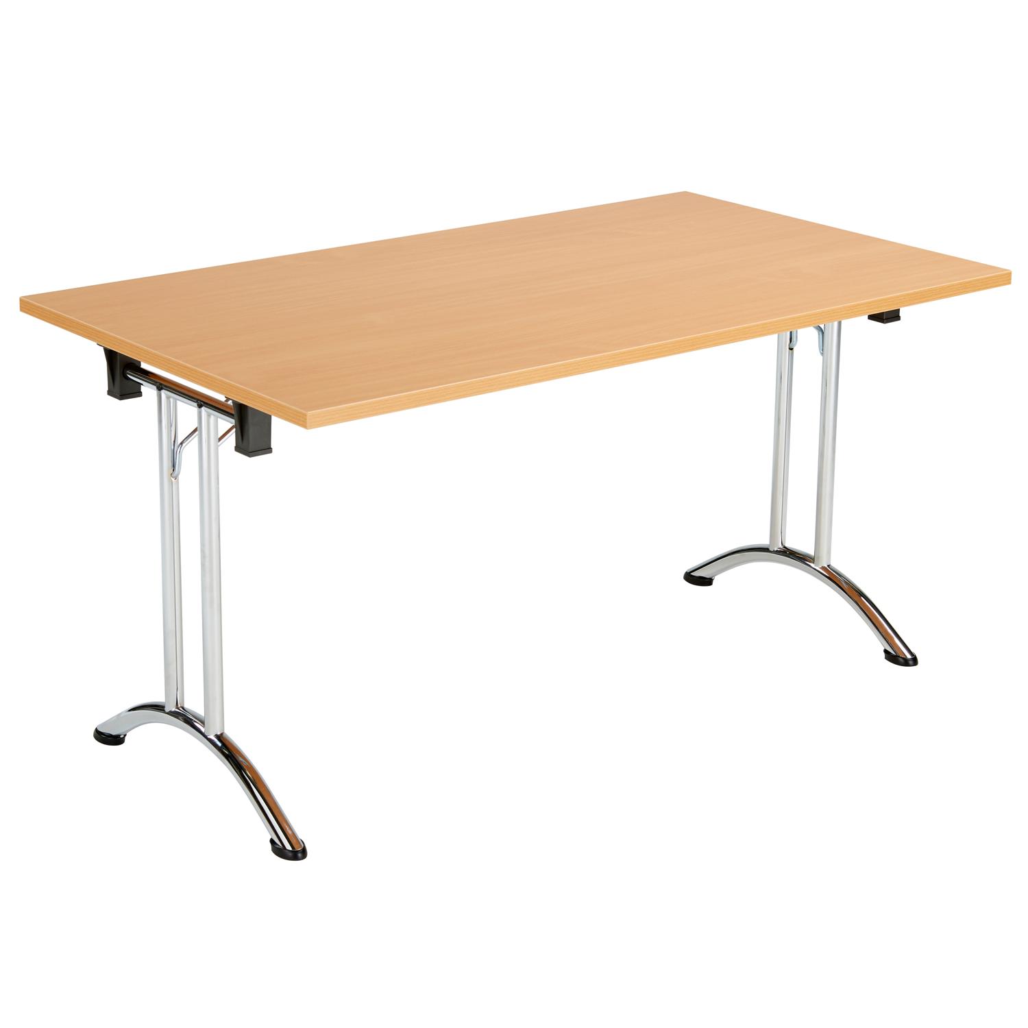 One Union Rectangular Folding Table  1400 X 800 Beech/Chrome