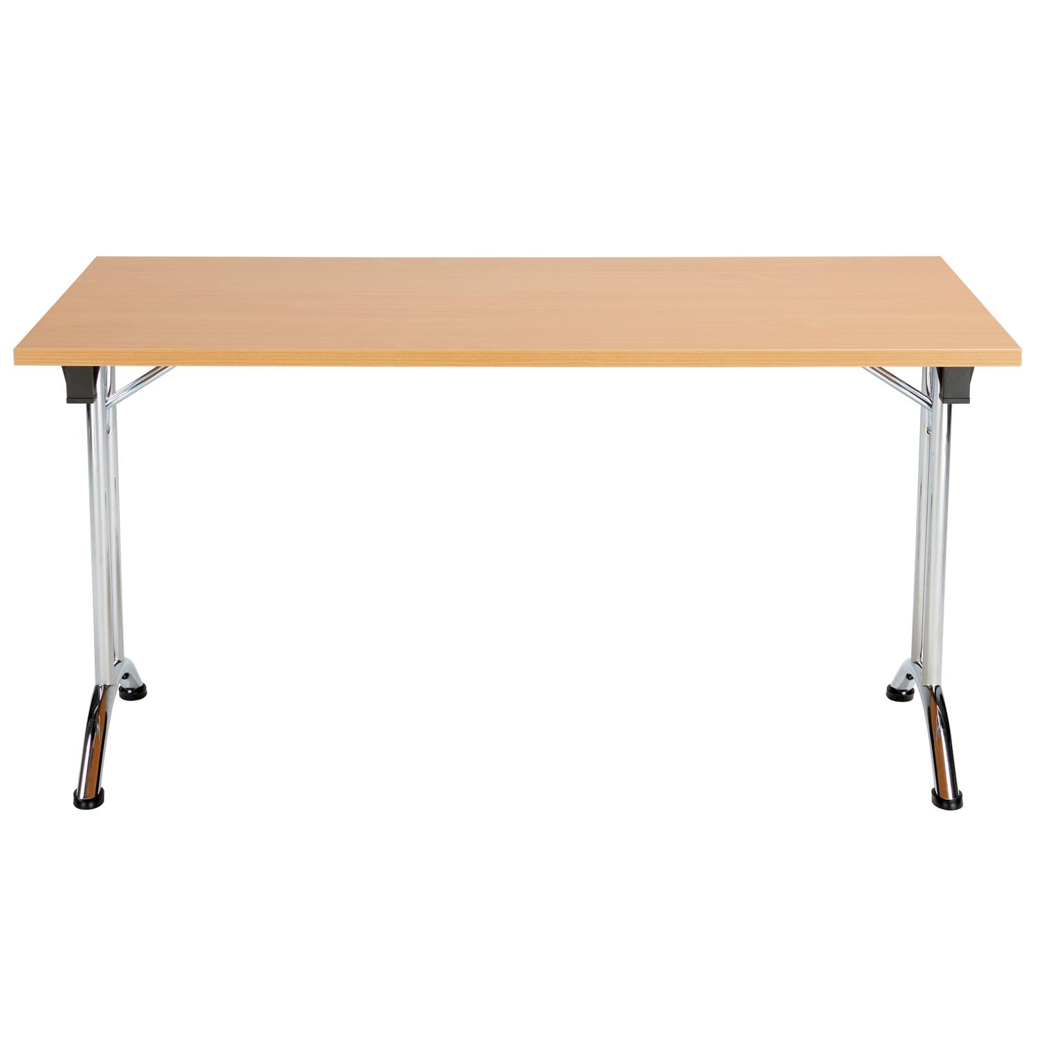 One Union Rectangular Folding Table  1400 X 800 Beech/Chrome