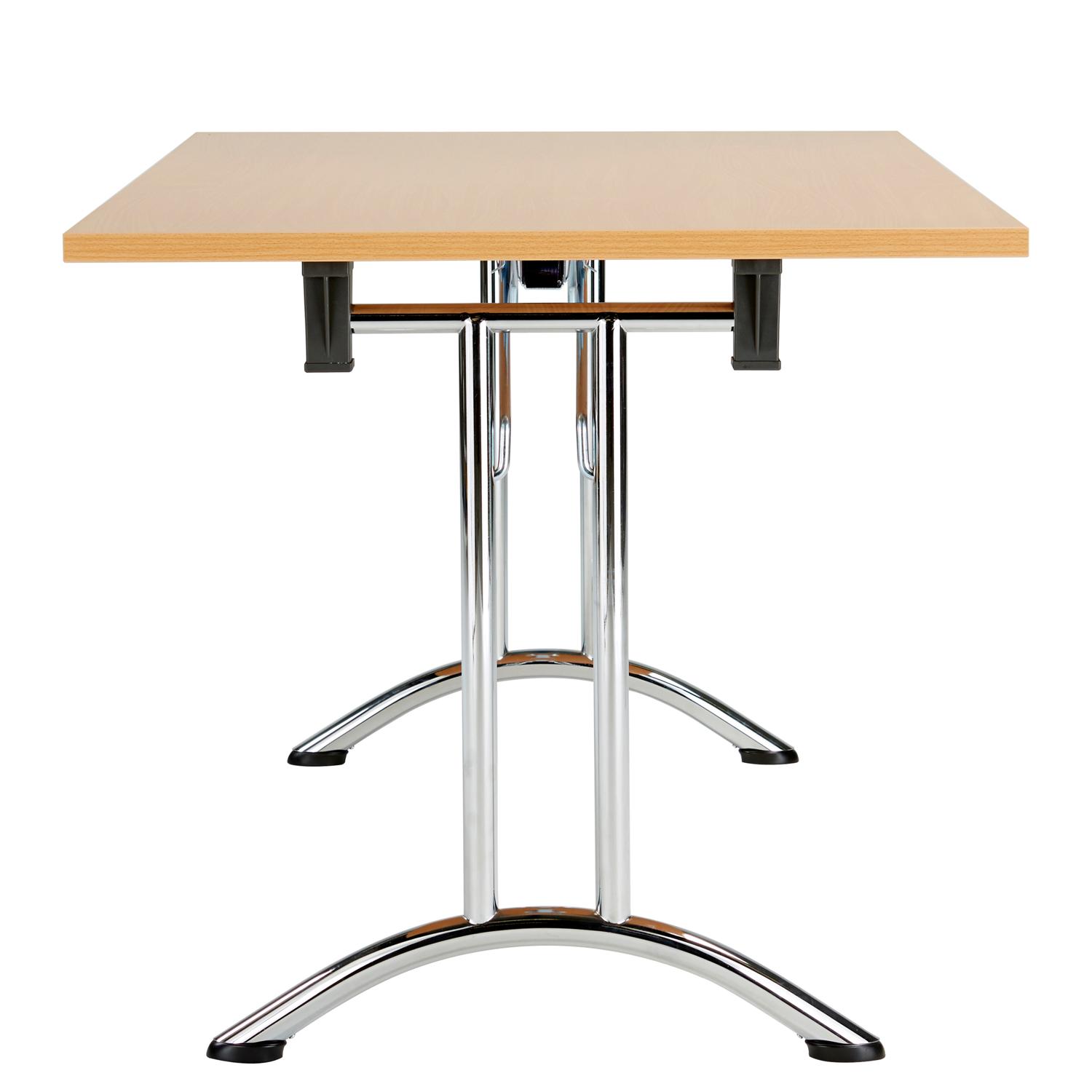 One Union Rectangular Folding Table  1400 X 800 Beech/Chrome