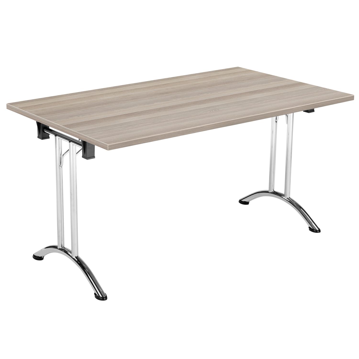 One Union Rectangular Folding Table  1400 X 800 Grey Oak/Chrome
