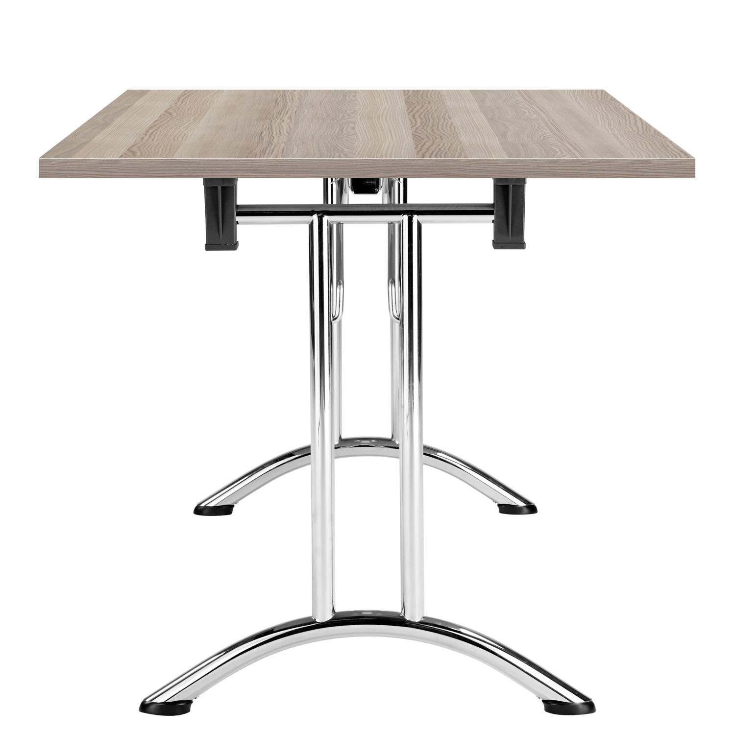 One Union Rectangular Folding Table  1400 X 800 Grey Oak/Chrome