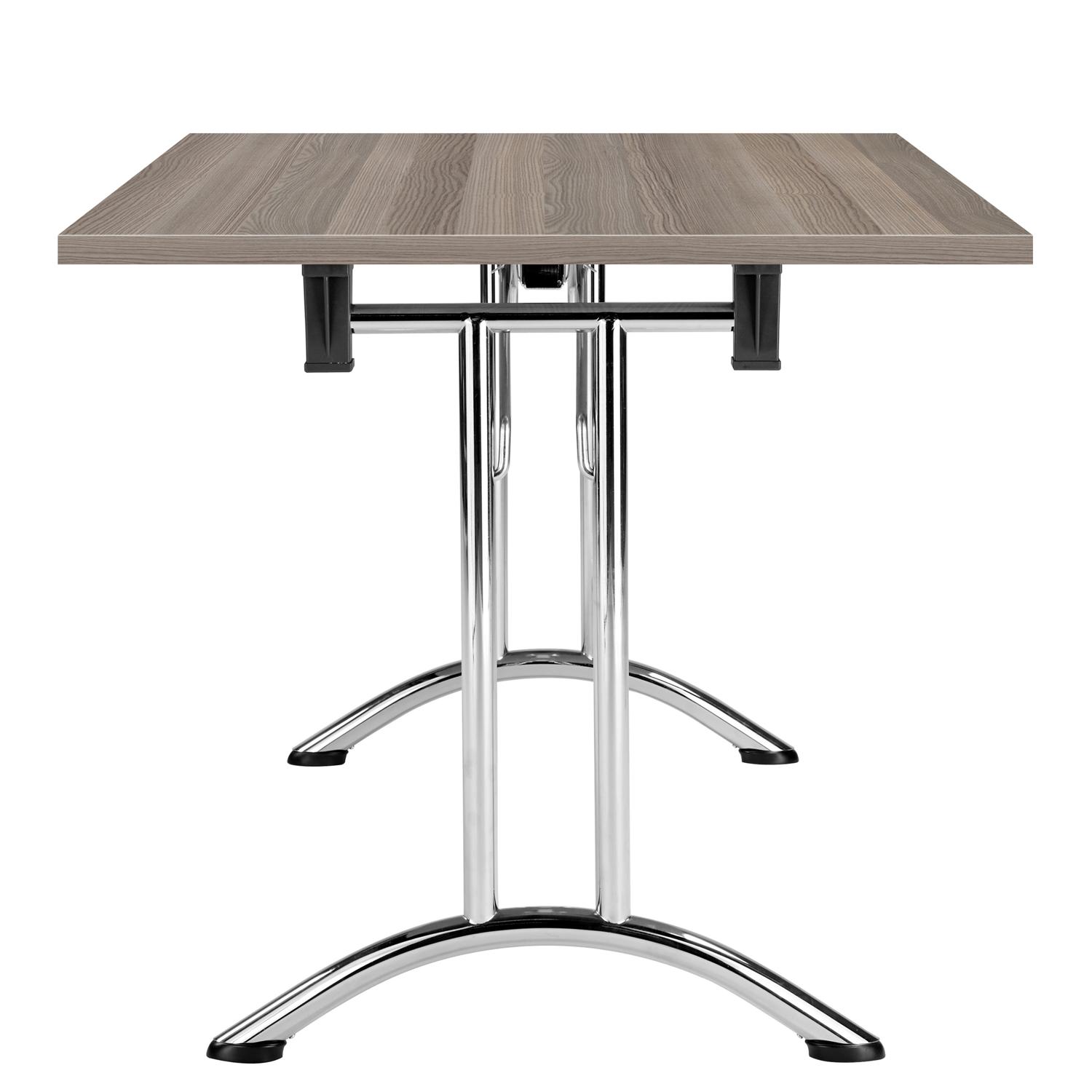 One Union Rectangular Folding Table  1400 X 800 Grey Oak/Chrome